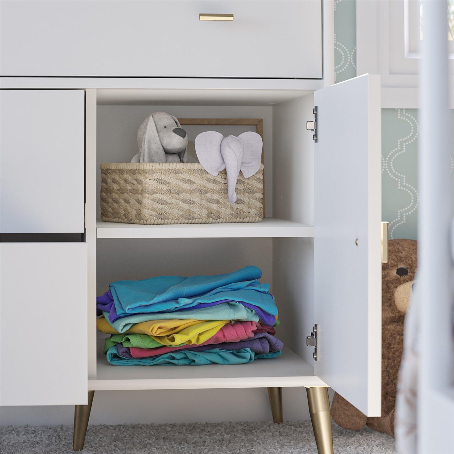 Little Seeds Valentina Asymmetrical 3 Drawer / 1 Door Convertible Dresser - White