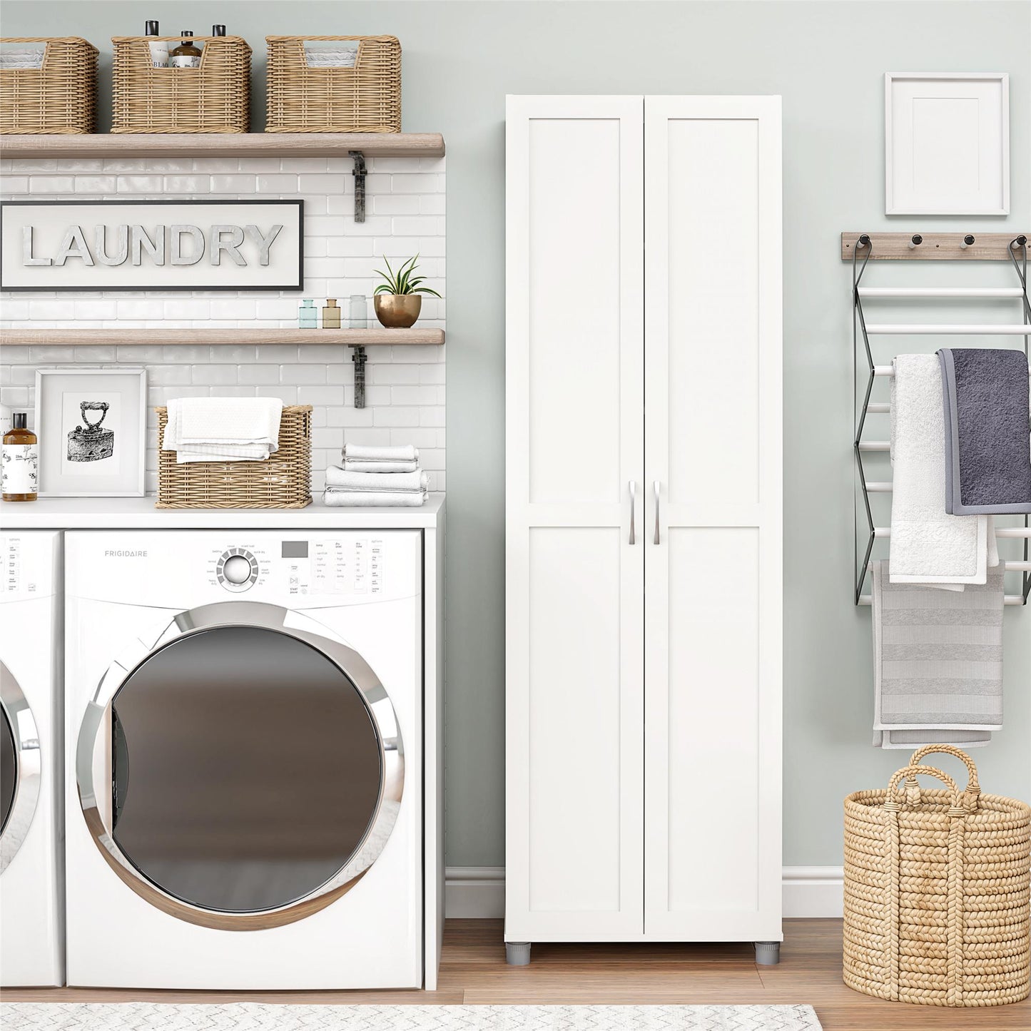 Lory Framed 24In Utility Cabinet - White