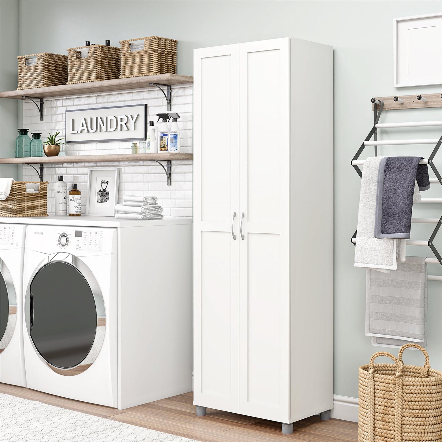 Lory Framed 24In Utility Cabinet - White
