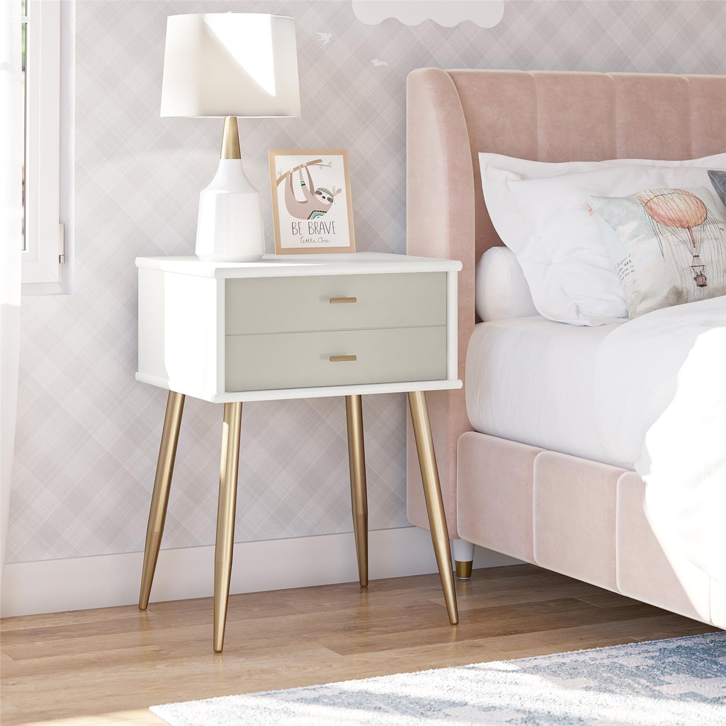 Little Seeds Valentina 1 Drawer Nightstand - White / Grey