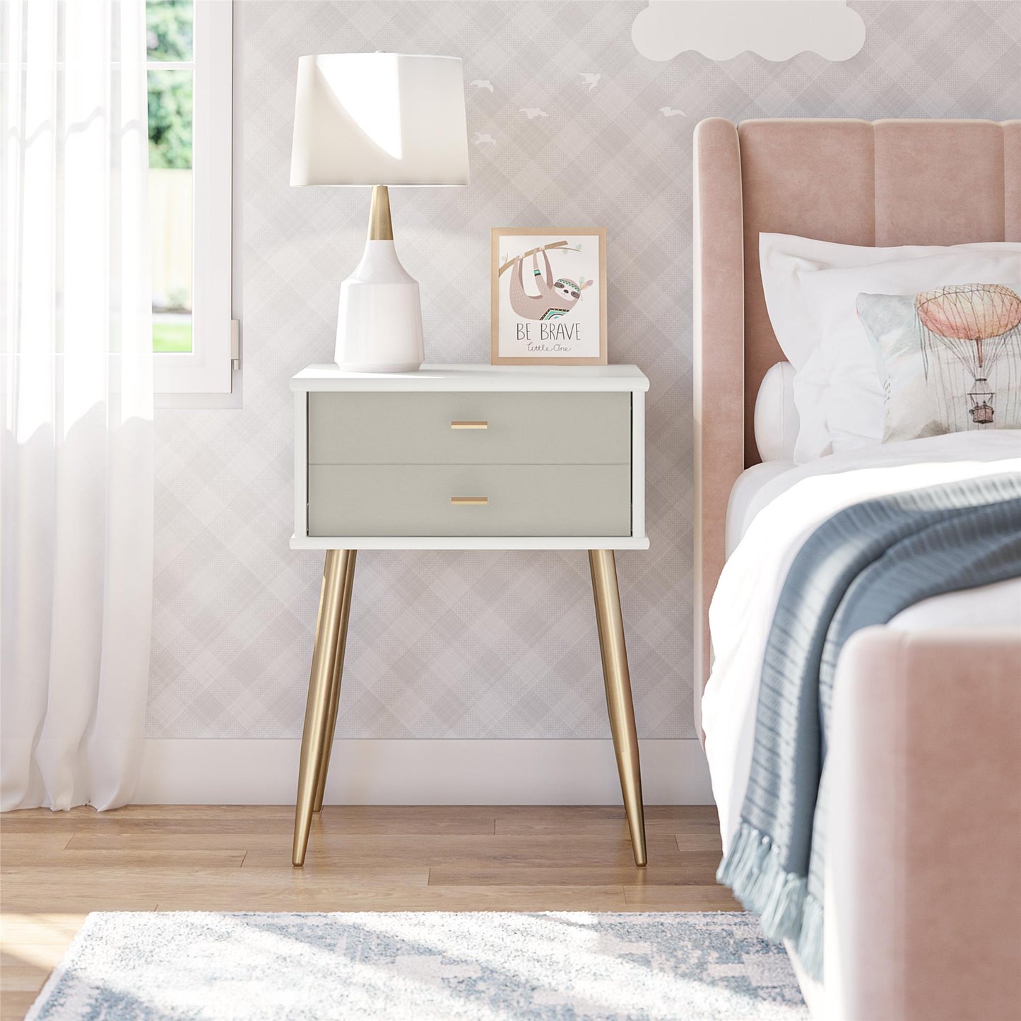Little Seeds Valentina 1 Drawer Nightstand - White / Grey