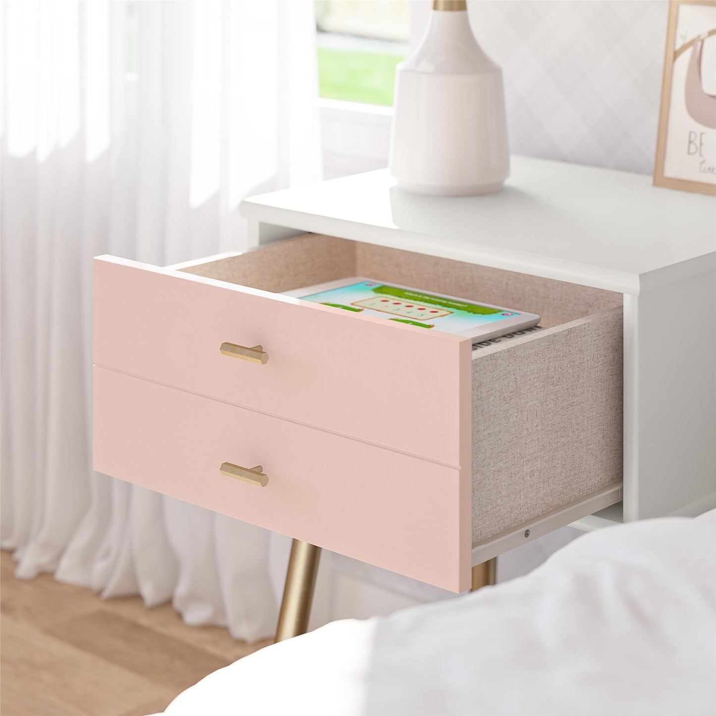 Little Seeds Valentina 1 Drawer Nightstand - Pale Pink
