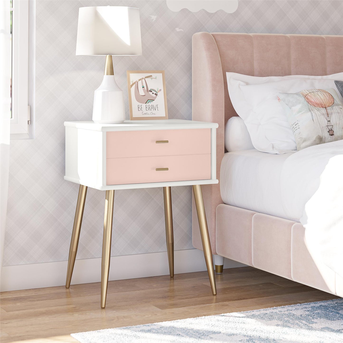 Little Seeds Valentina 1 Drawer Nightstand - Pale Pink
