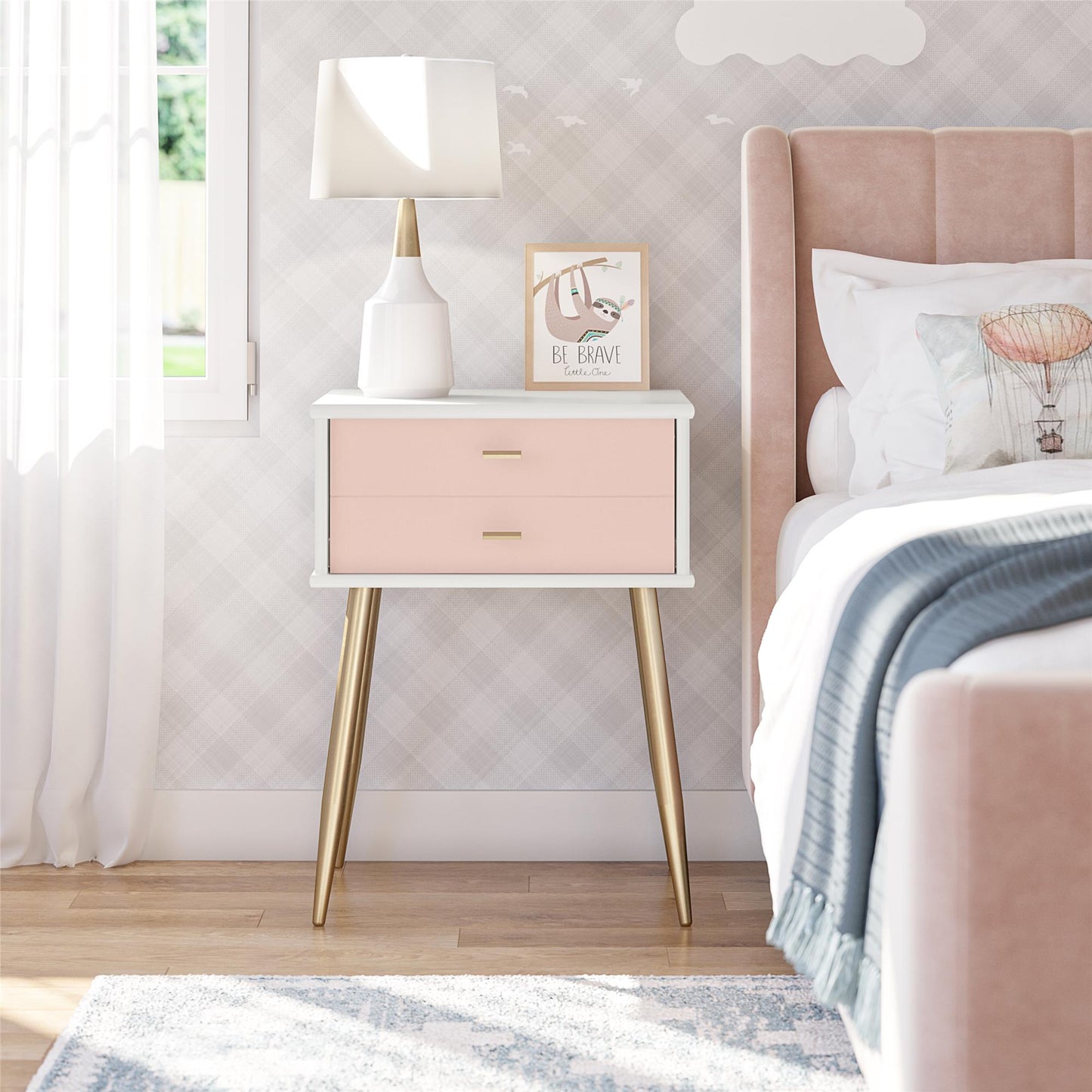 Little Seeds Valentina 1 Drawer Nightstand - Pale Pink