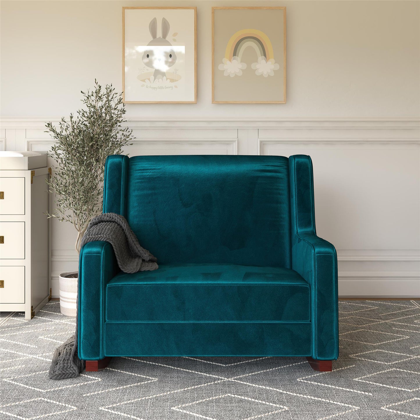 Baby Relax Hadley Upholstered Double Rocker Chair, Green Velvet - Green