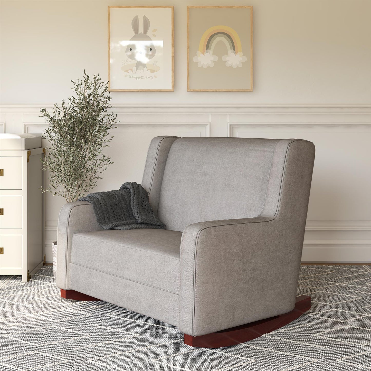 Hadley Double Rocker Chair Extra Wide for Complete Comfort - Taupe