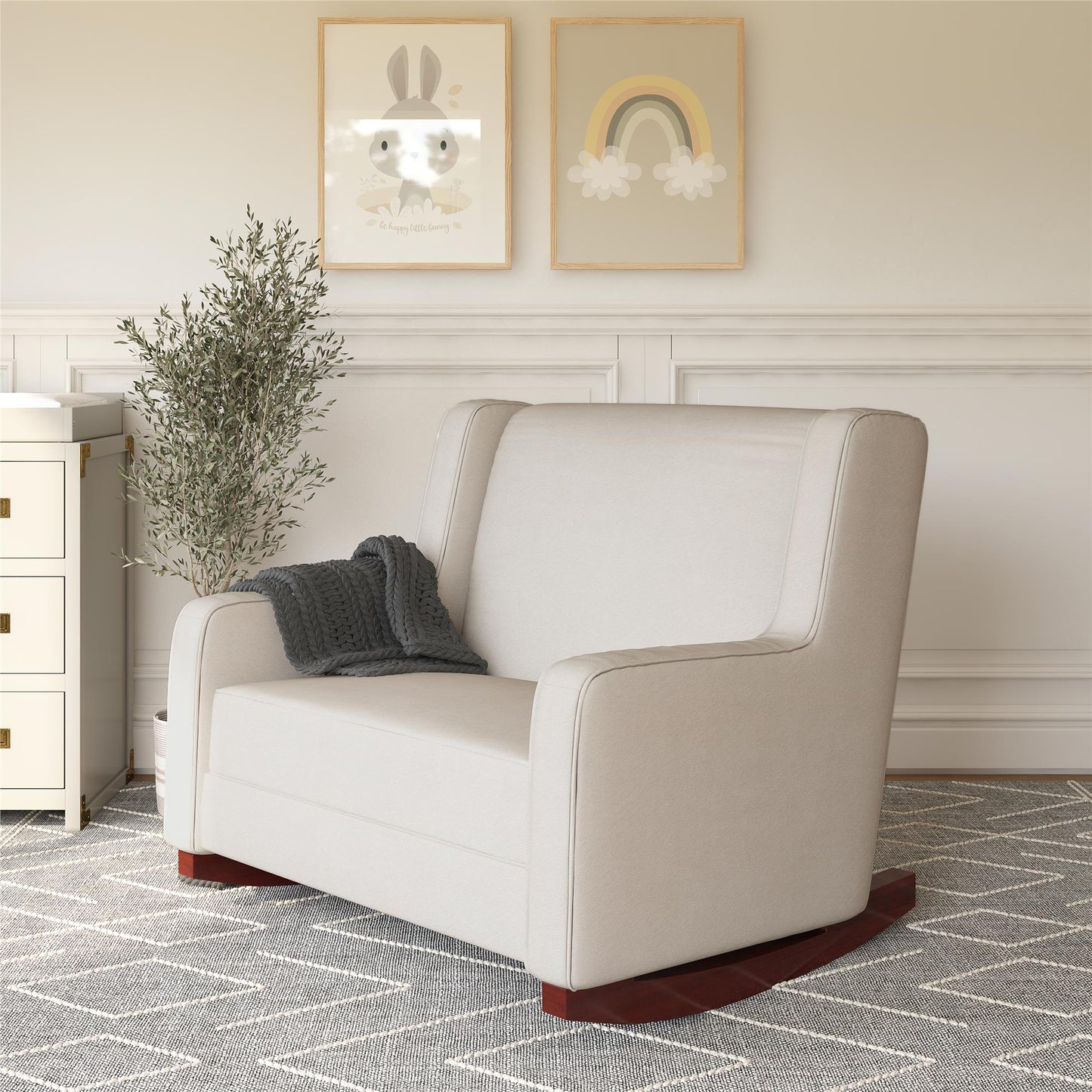 Hadley Double Rocker Chair Extra Wide for Complete Comfort - Beige