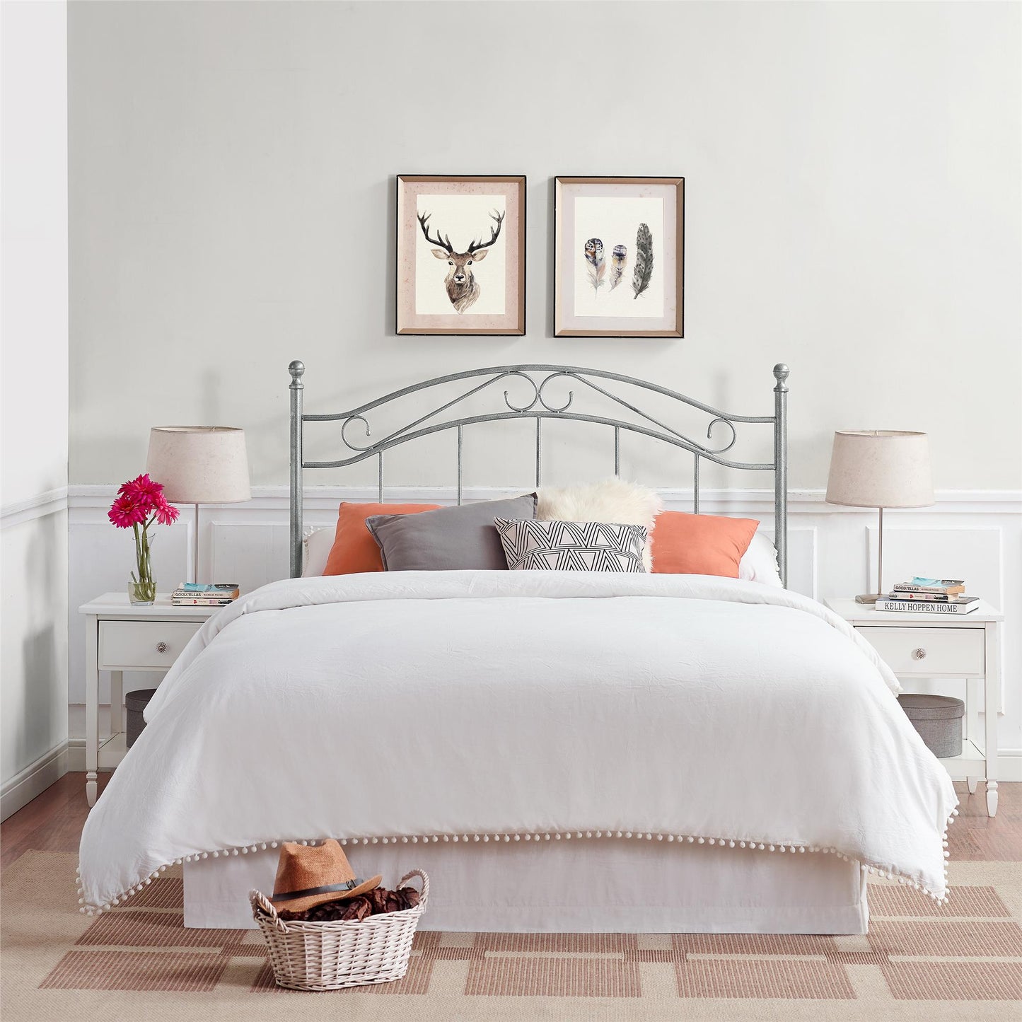 Mainstays Metal Headboard, Full and Queen Size Frame, Pewter - Pewter