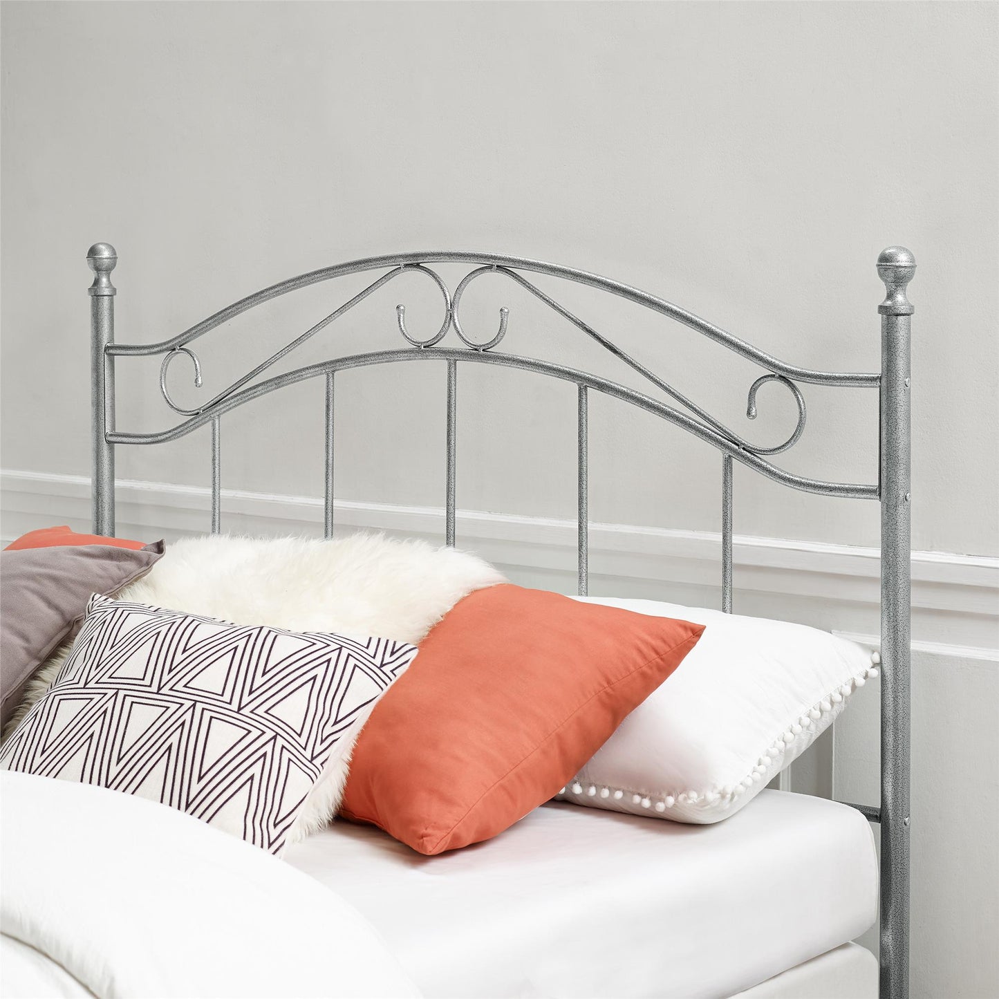 Mainstays Metal Headboard, Full and Queen Size Frame, Pewter - Pewter