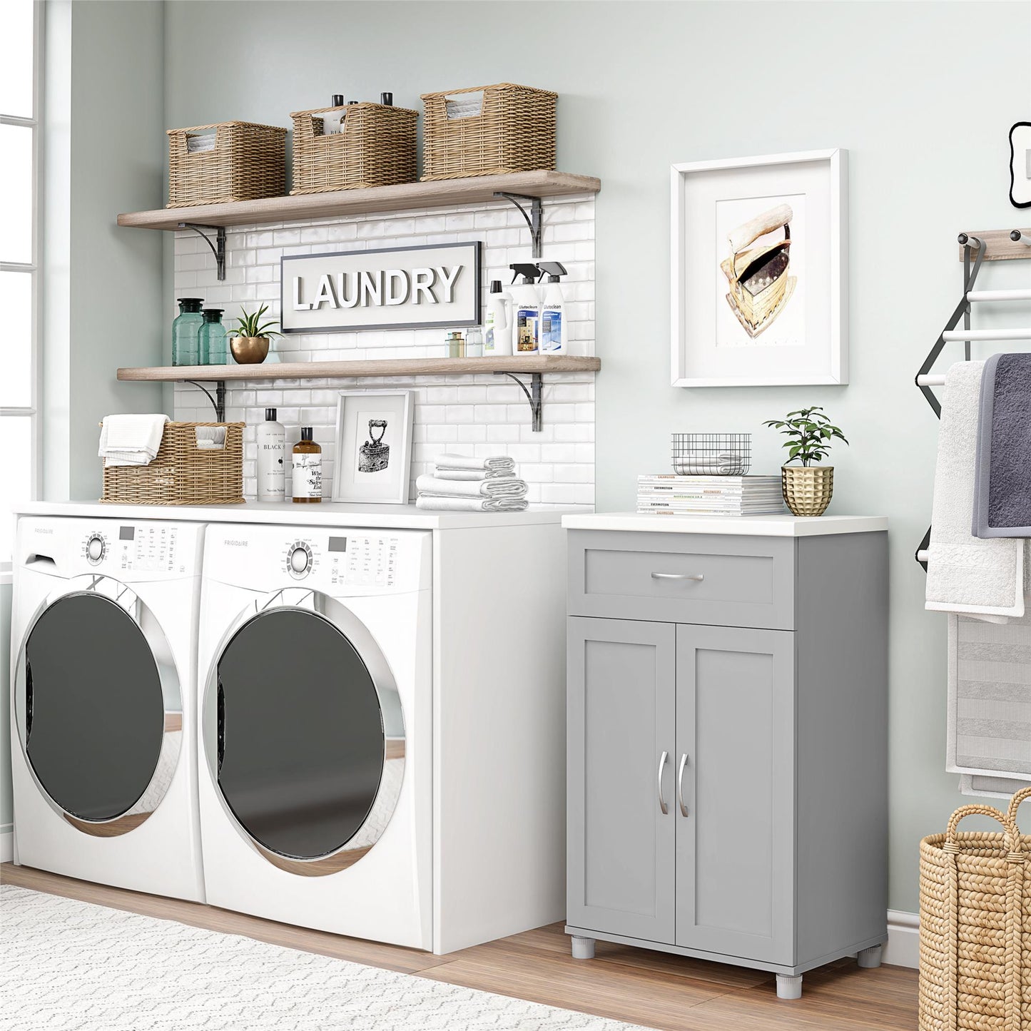 Lory Framed 2 Door/1 Drawer Base Cabinet - Dove Gray