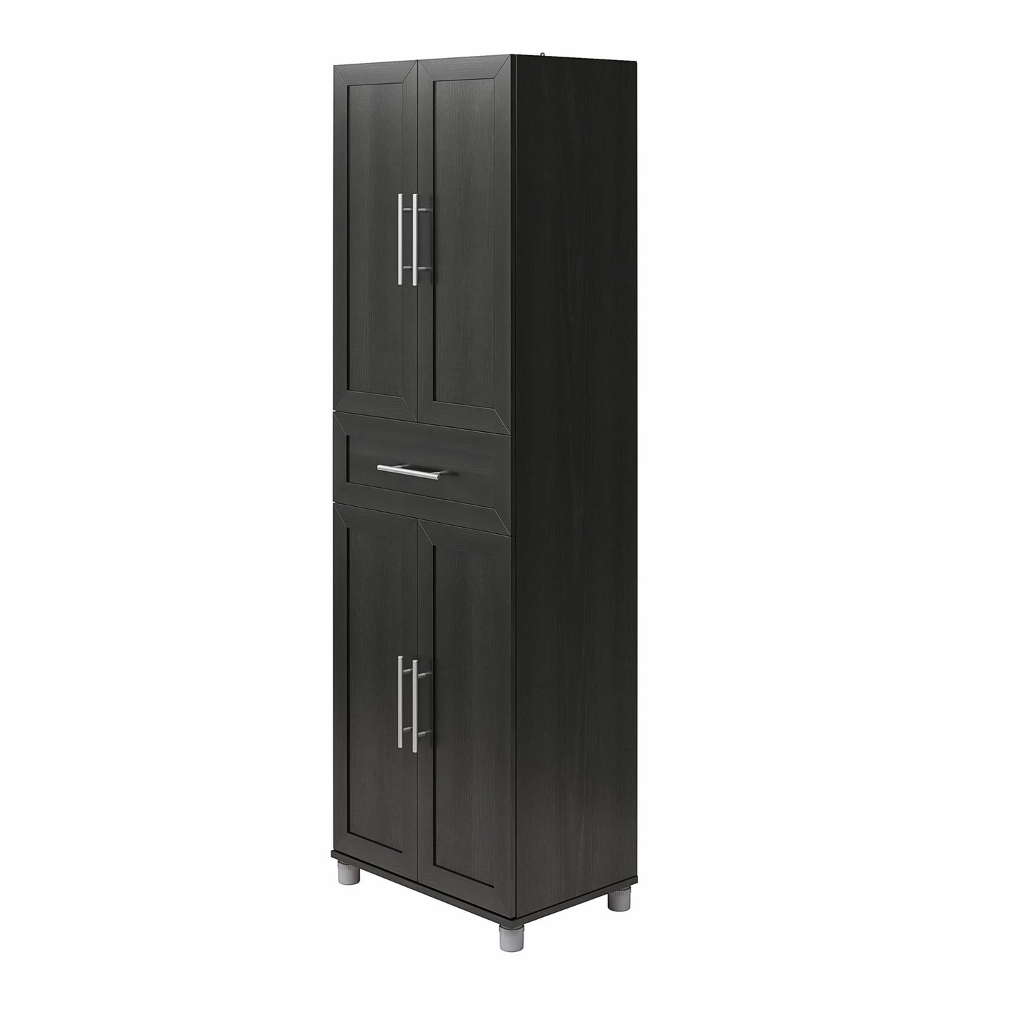 Camberly Framed 4 Door/1 Drawer Storage Cabinet, Black Oak - Black Oak