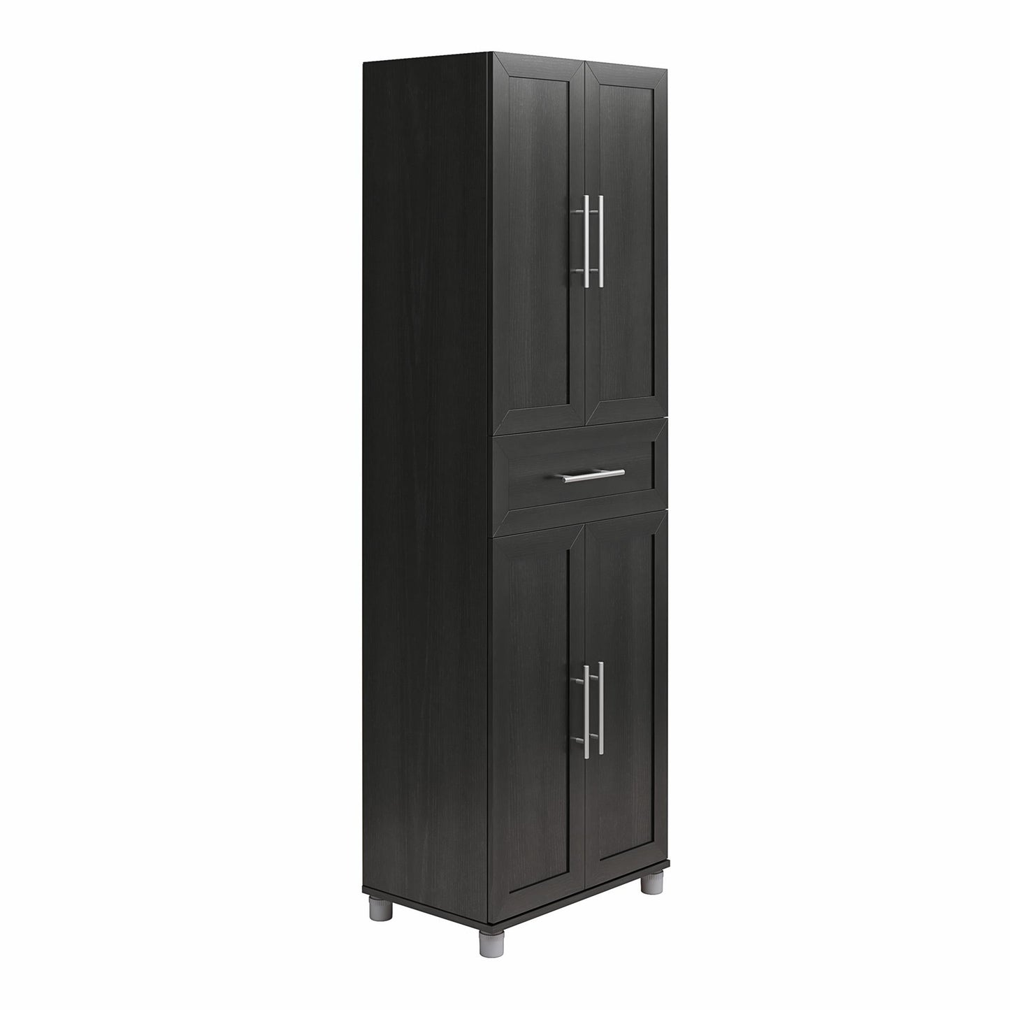 Camberly Framed 4 Door/1 Drawer Storage Cabinet, Black Oak - Black Oak