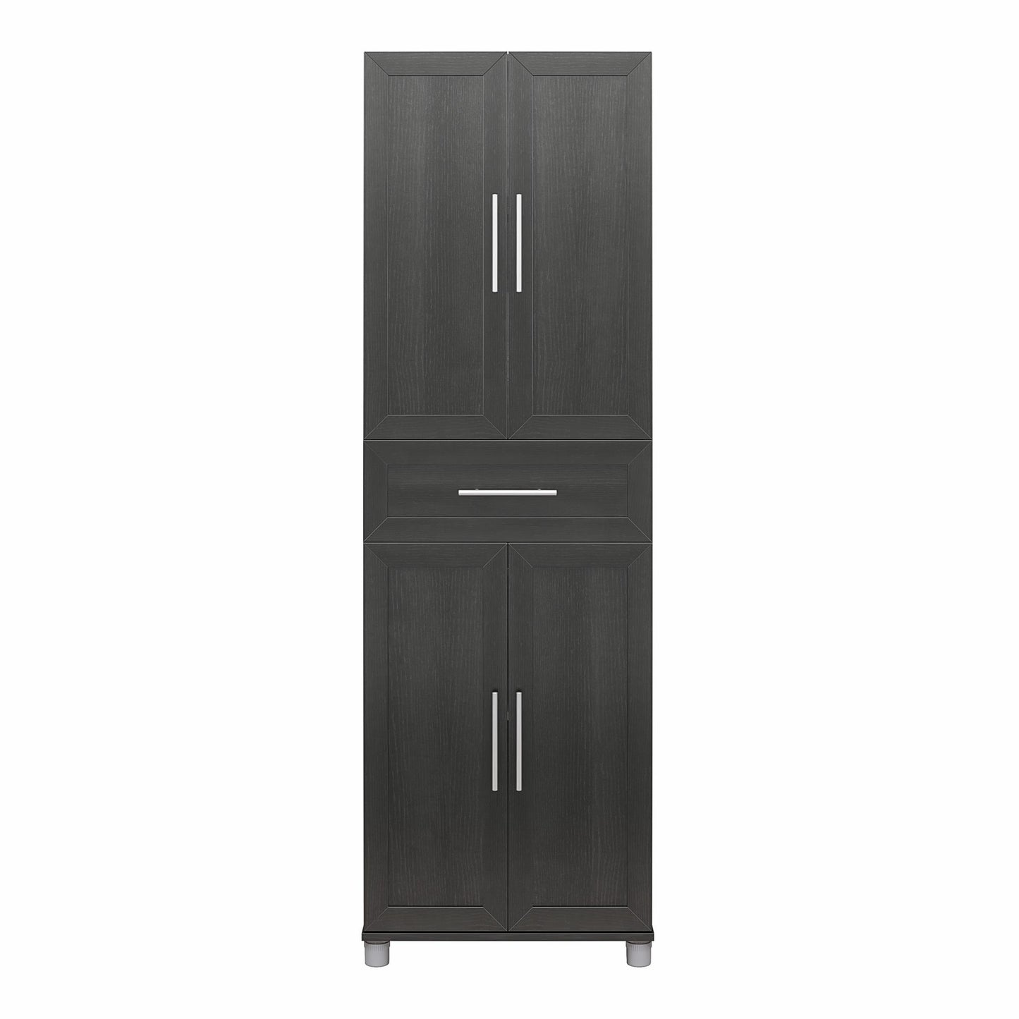 Camberly Framed 4 Door/1 Drawer Storage Cabinet, Black Oak - Black Oak