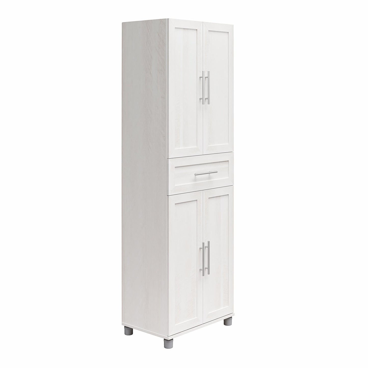 Camberly Framed 4 Door/1 Drawer Storage Cabinet, Ivory Oak - Ivory Oak