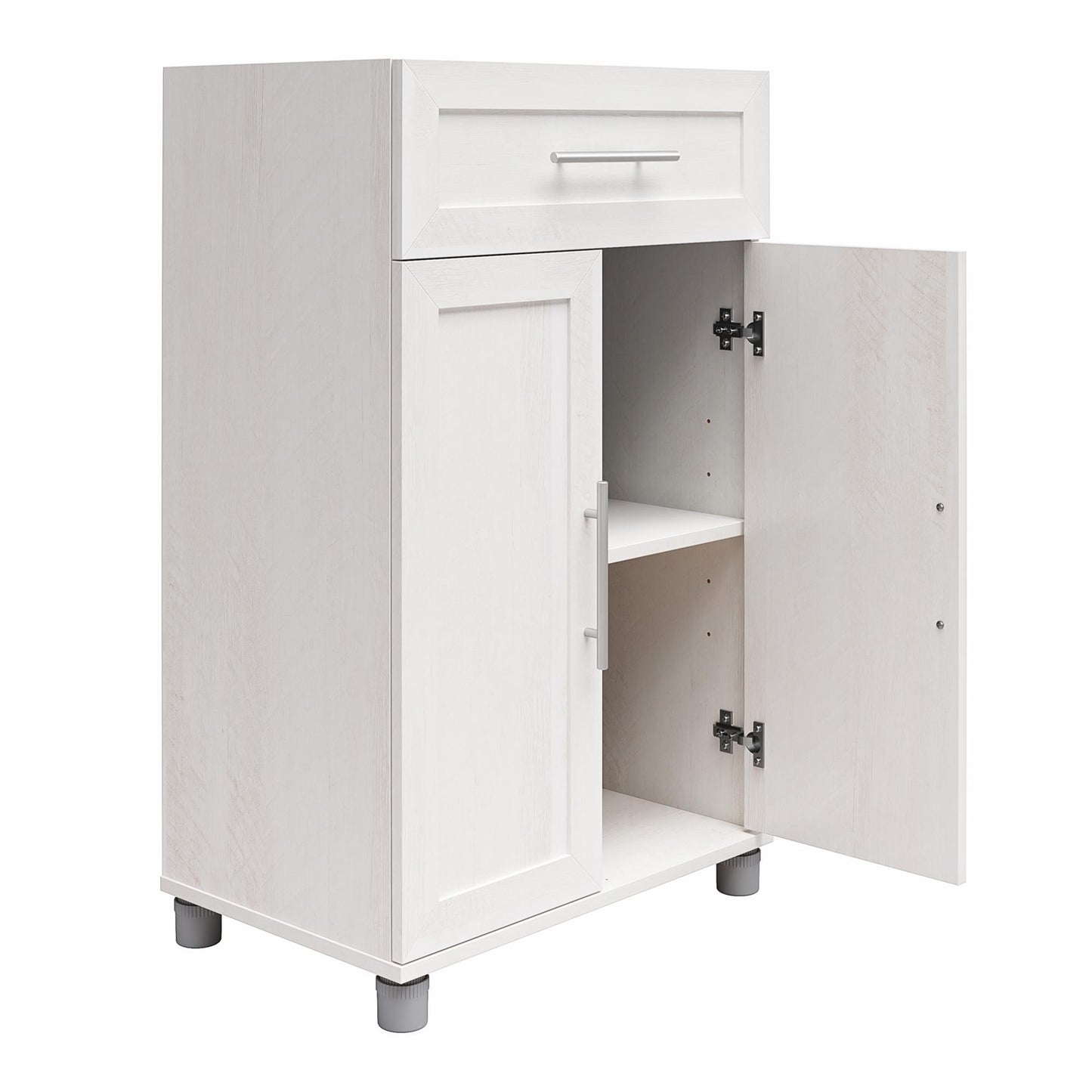 Camberly Framed 2 Door/1 Drawer Storage Cabinet, Ivory Oak - Ivory Oak