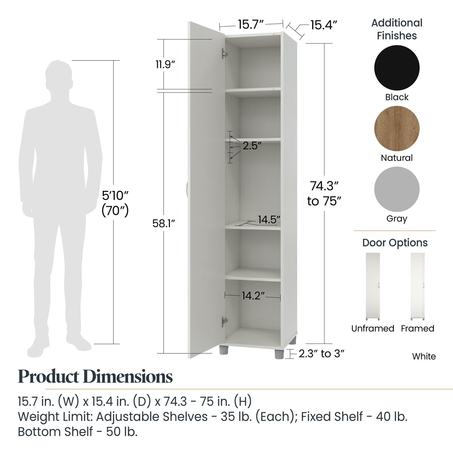 Basin Framed 16" Utility Cabinet - Black