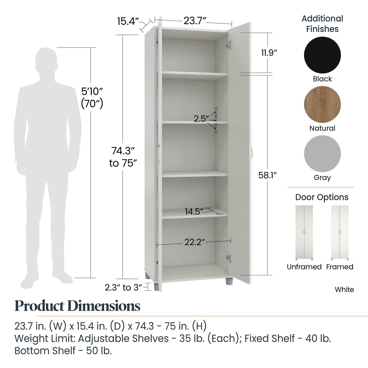 Basin Framed 24" Utility Cabinet - Black