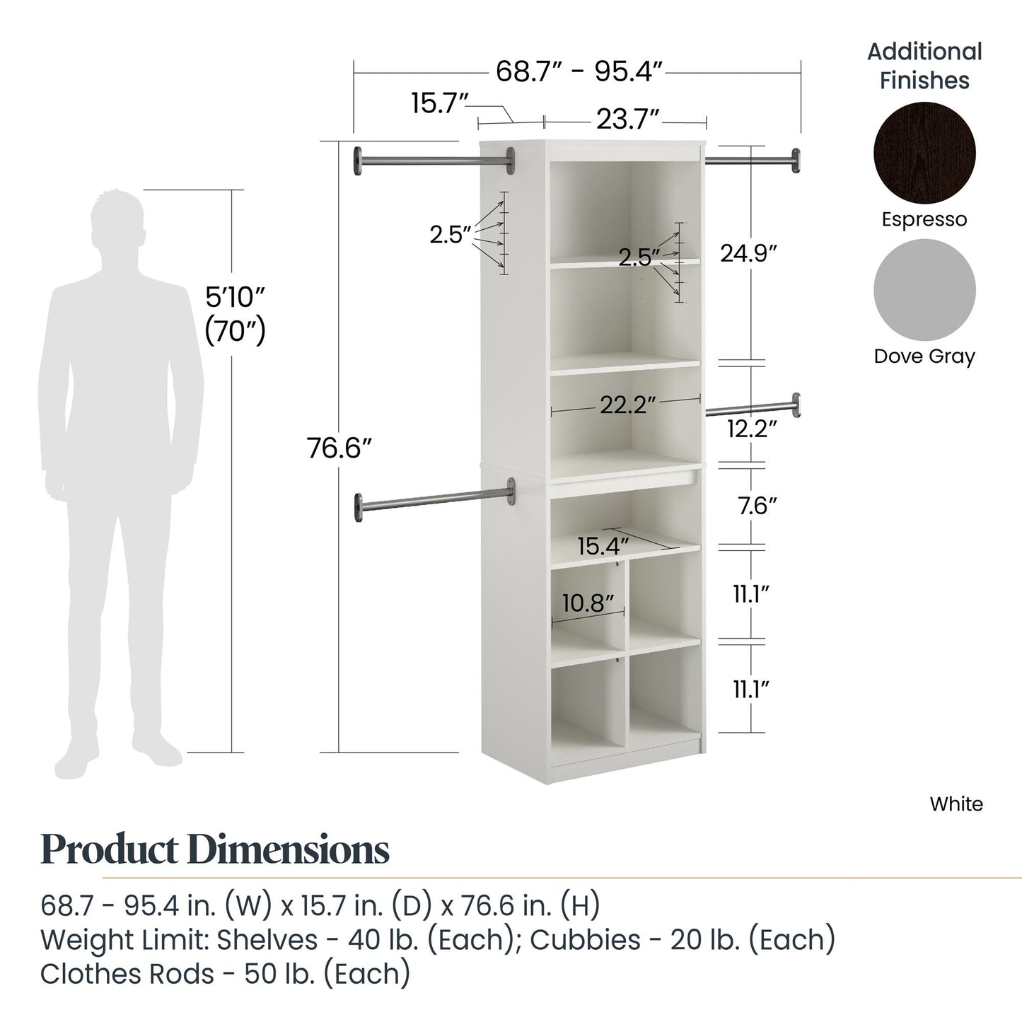 Systembuild Evolution Closet Storage System, Espresso - Espresso