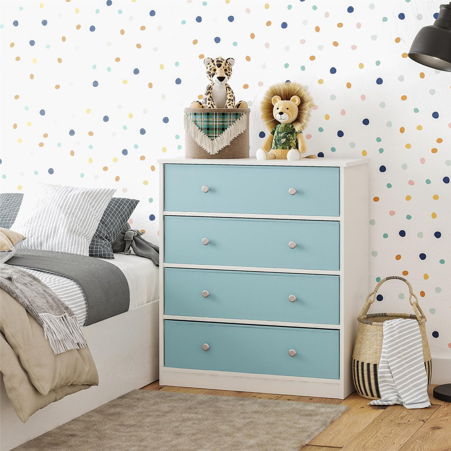 Mya Park Dresser with Fabric Bins - Light Blue