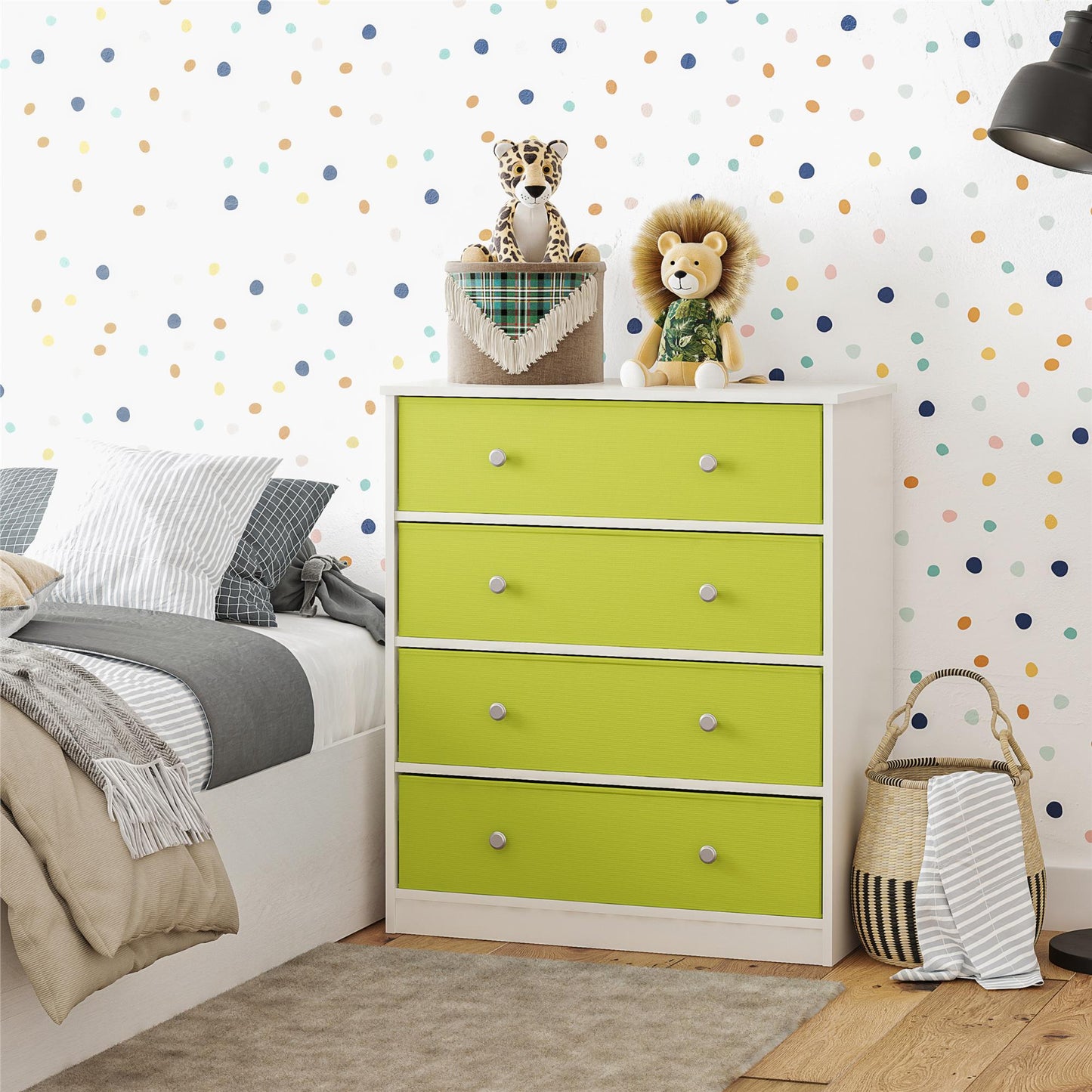 Mya Park Dresser with Fabric Bins - Apple Green