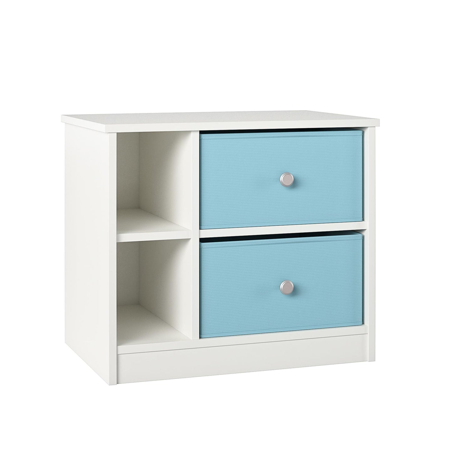 Mya Park Nightstand with Fabric Bins - Light Blue