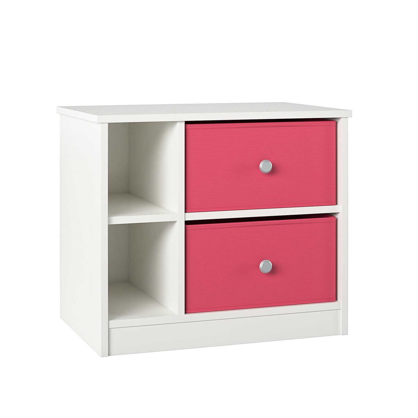 Mya Park Nightstand with Fabric Bins - Pink