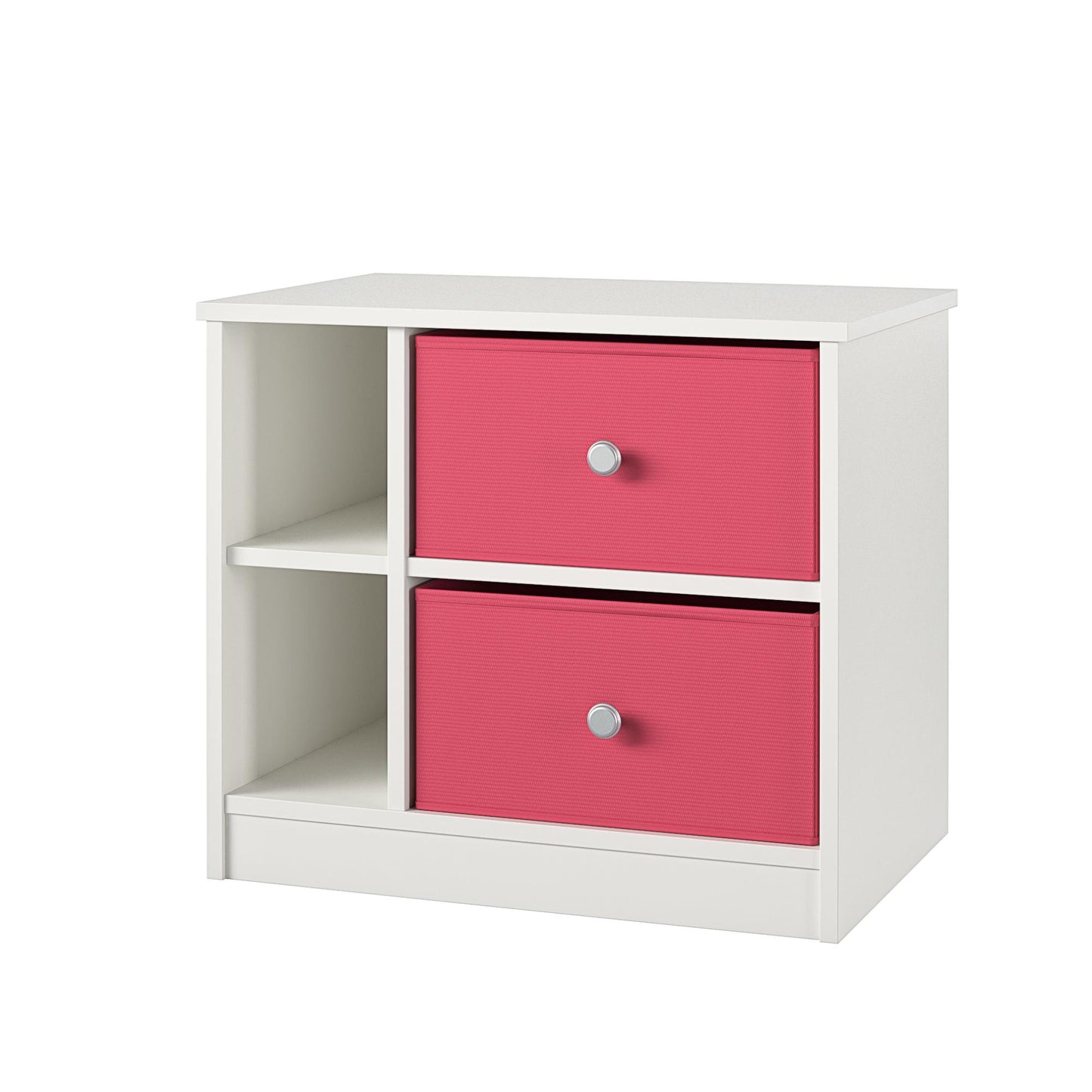 Mya Park Nightstand with Fabric Bins - Pink