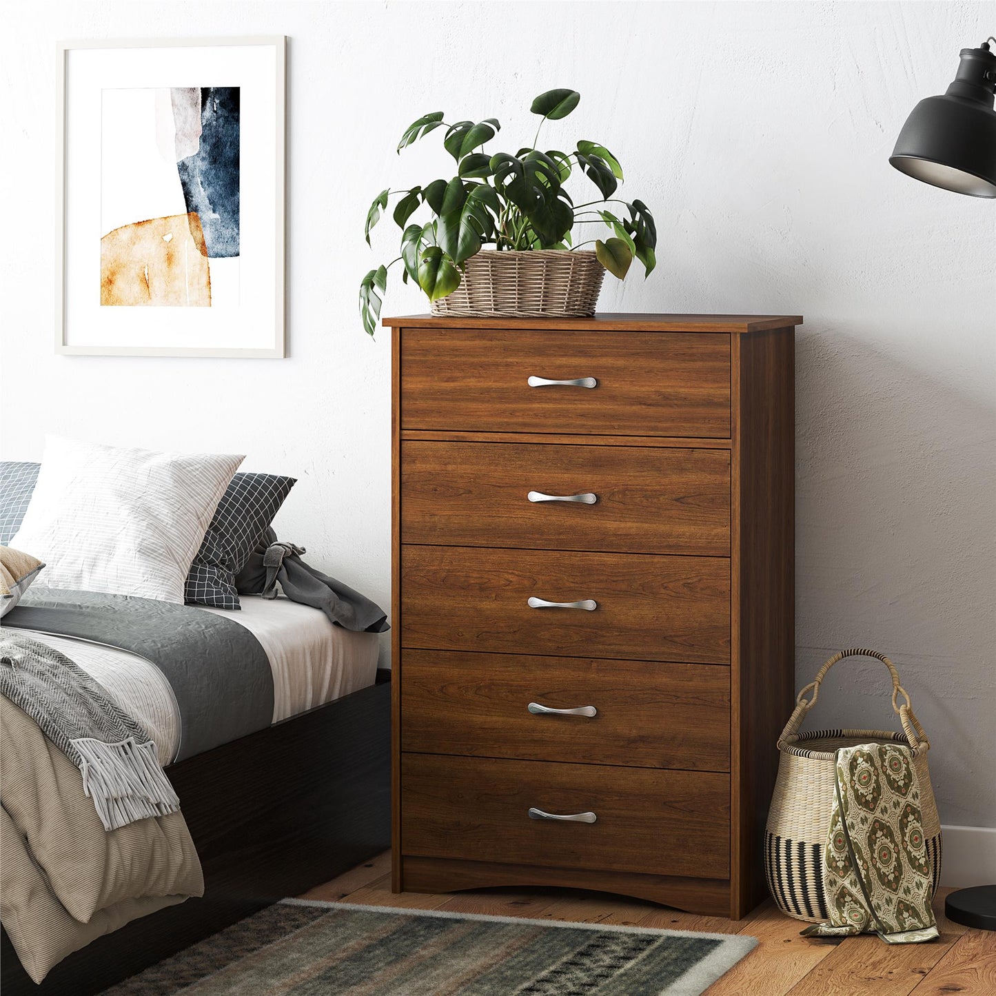 Jerry Hill 5 Drawer Dresser - Cherry Oak