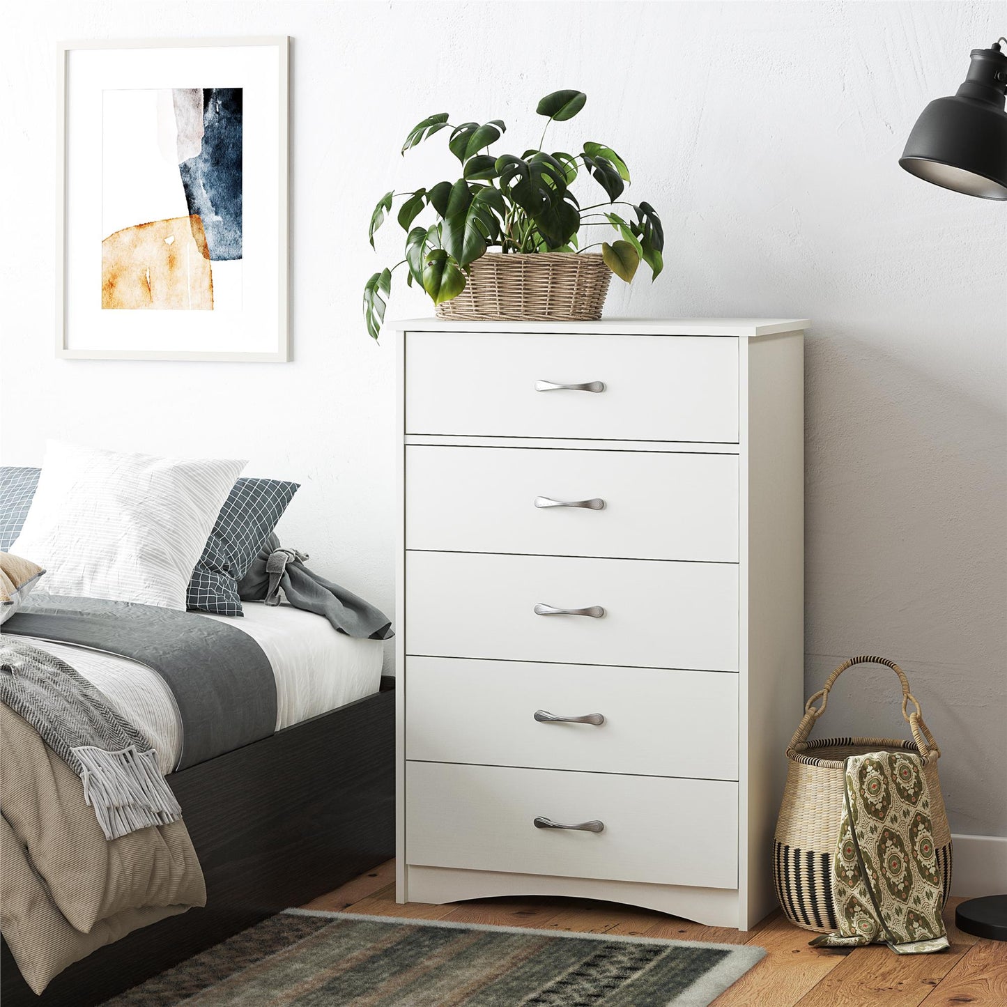 Jerry Hill 5 Drawer Dresser - Ivory Oak