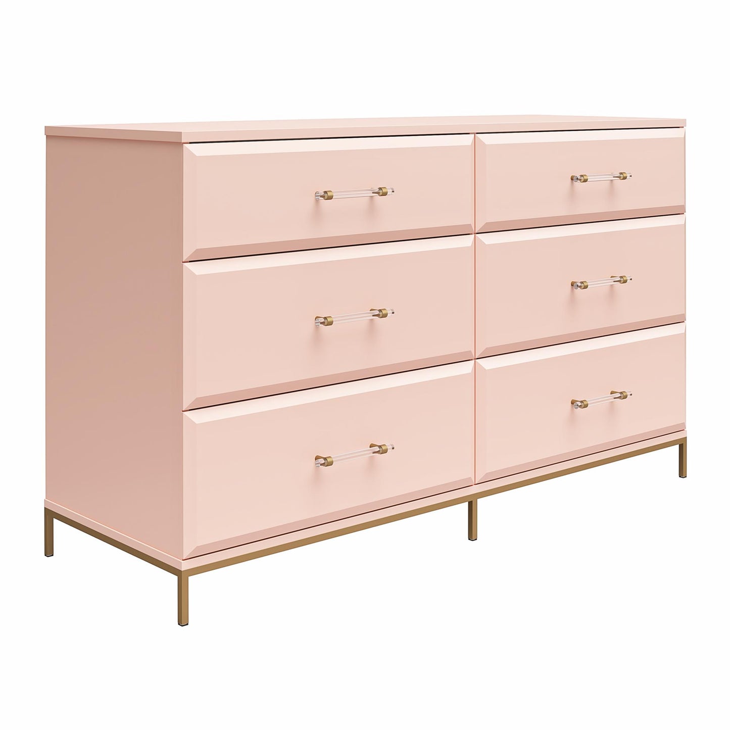 Effie 6 Drawer Dresser - Pale Pink