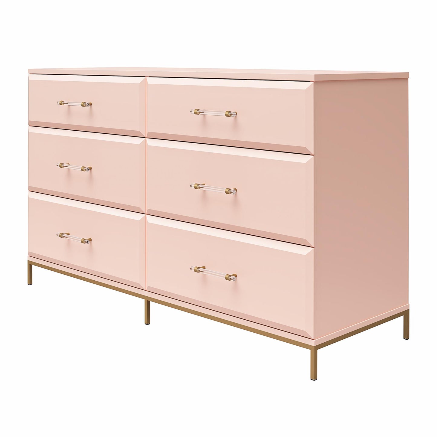 Effie 6 Drawer Dresser - Pale Pink