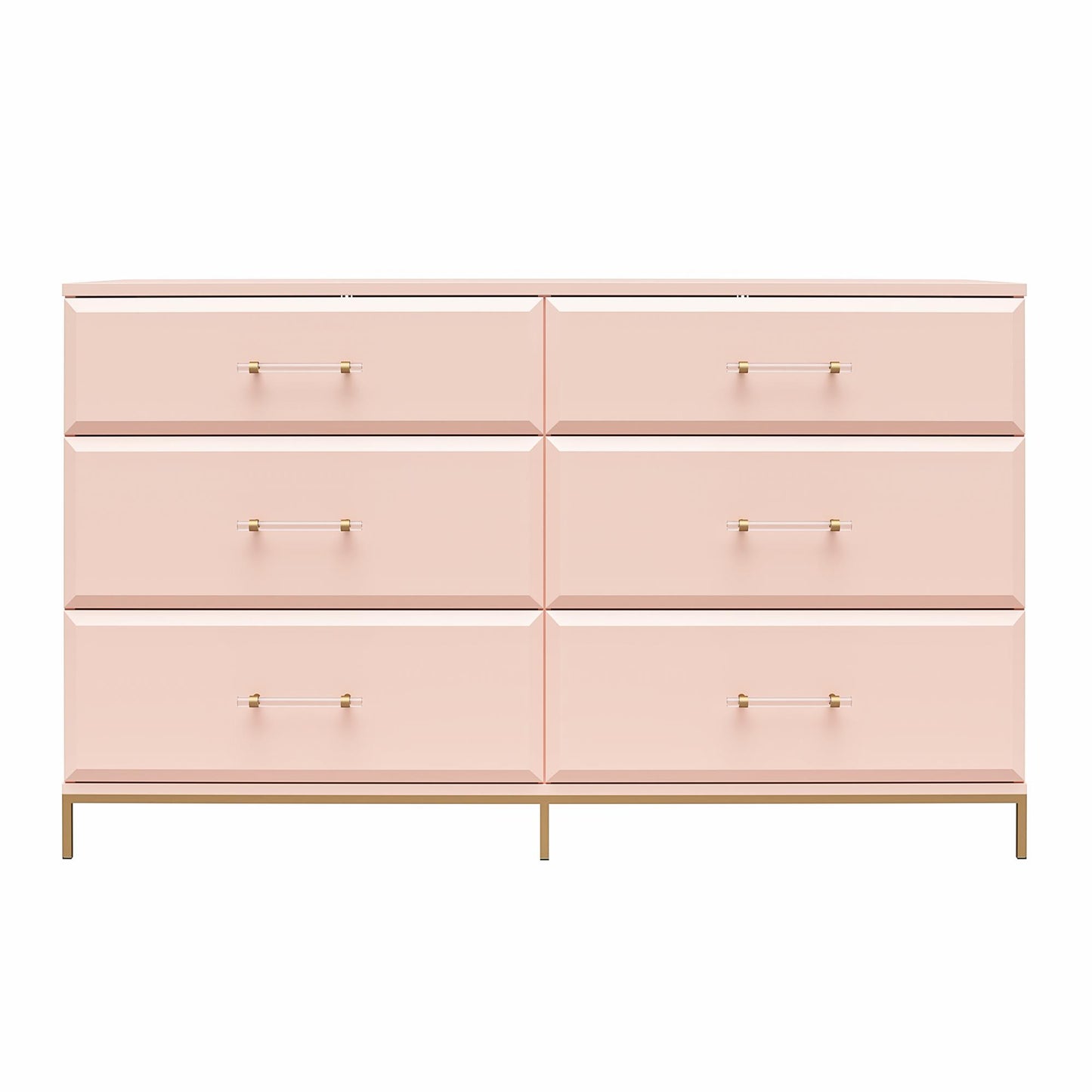 Effie 6 Drawer Dresser - Pale Pink