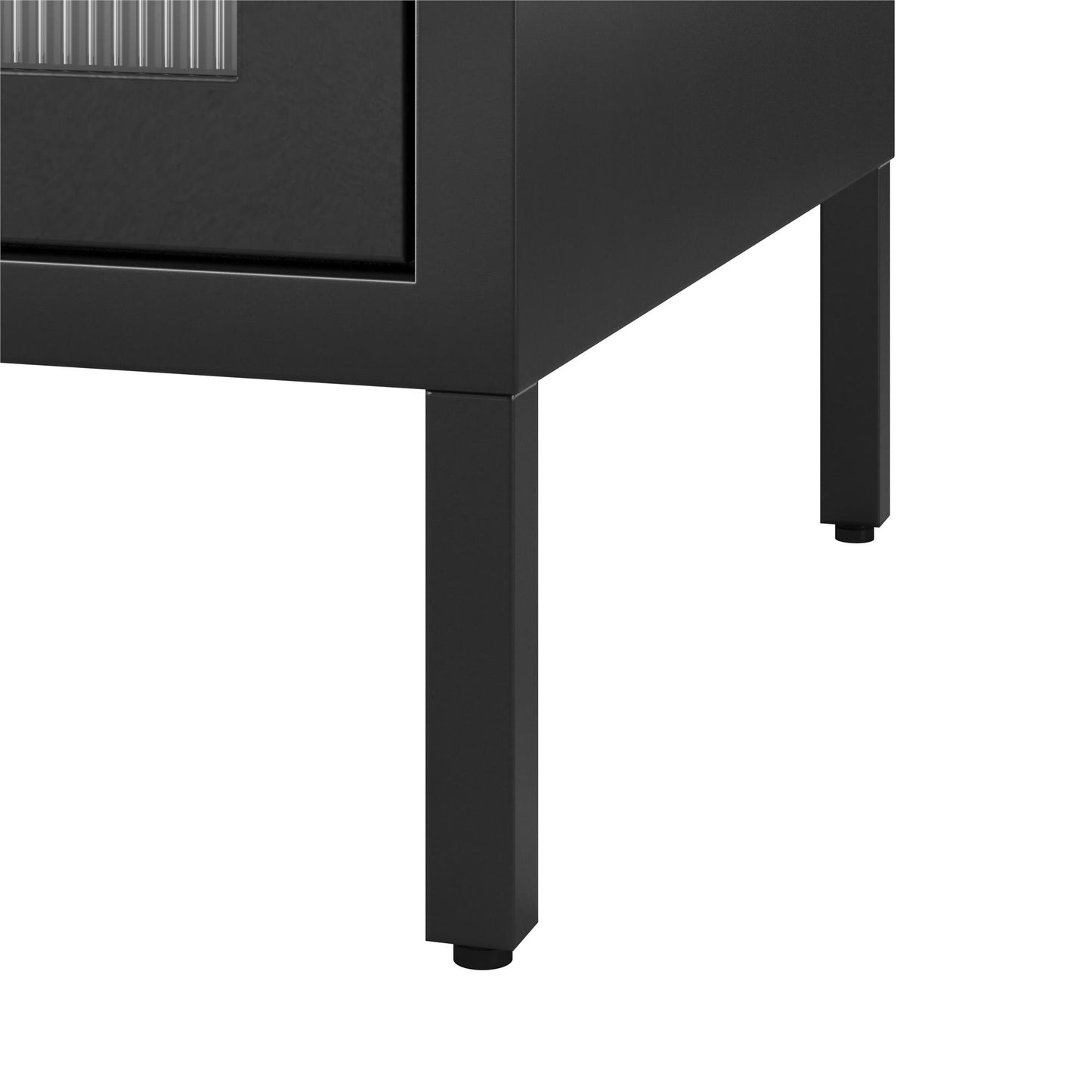 Ashbury Heights 2 Door Storage Cabinet-Fluted Glass Metal Locker, Black - Black