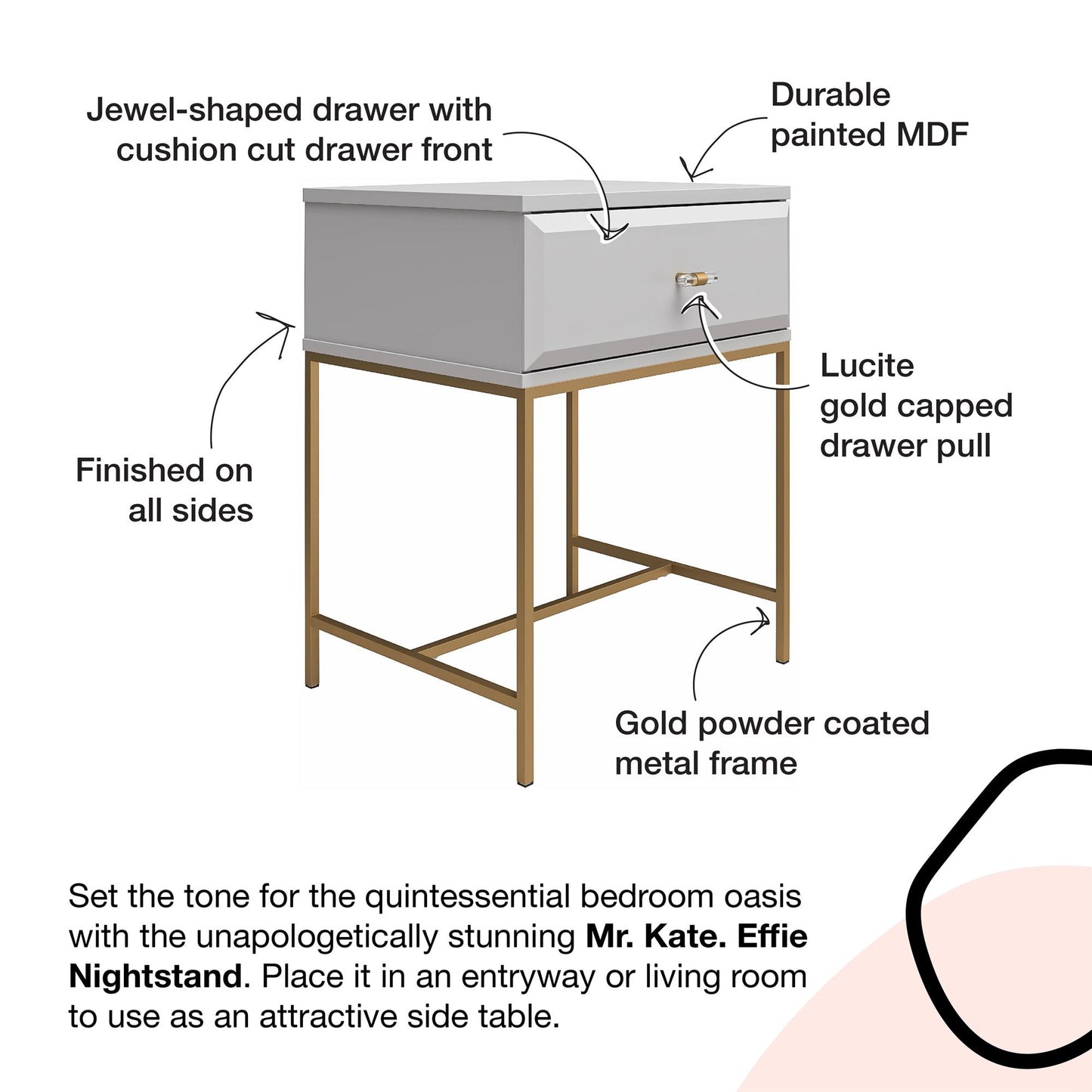 Effie Nightstand - White
