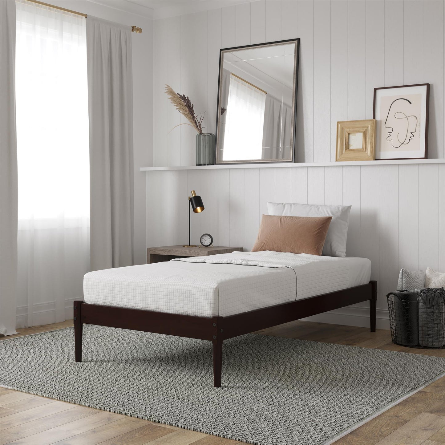 DHP Lorriana Wood Platform Bed, Twin Size, Espresso - Espresso - Twin