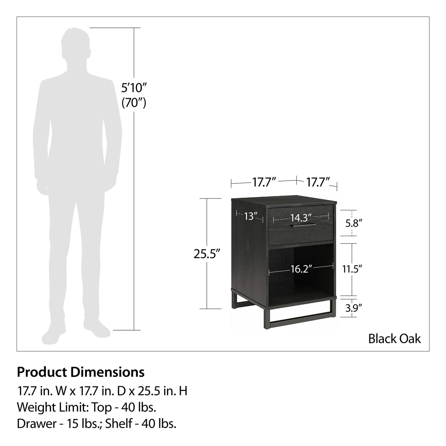 Monterey Nightstand, Black Oak - Black Oak
