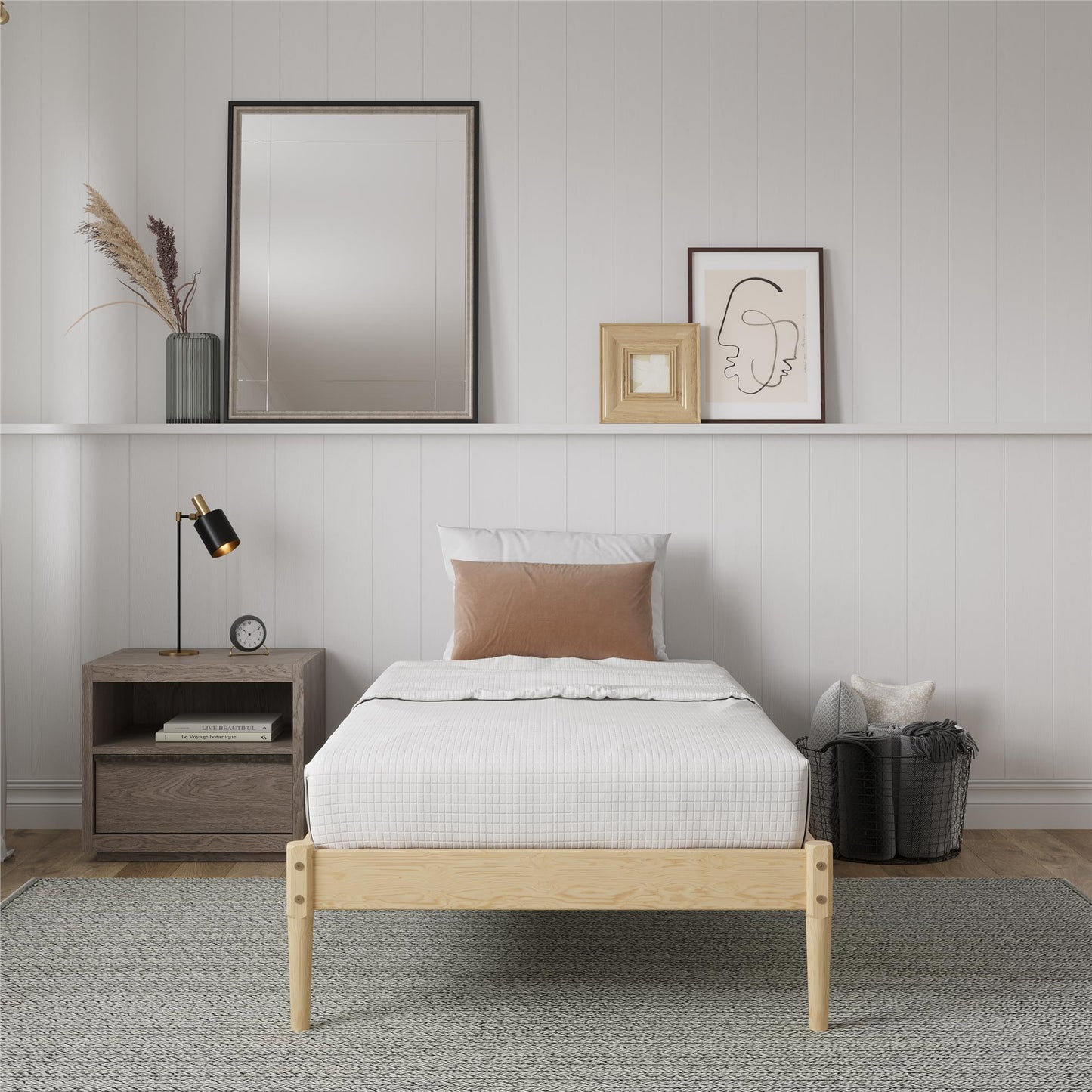 DHP Lorriana Wood Platform Bed, Twin Size, Natural - Natural - Twin