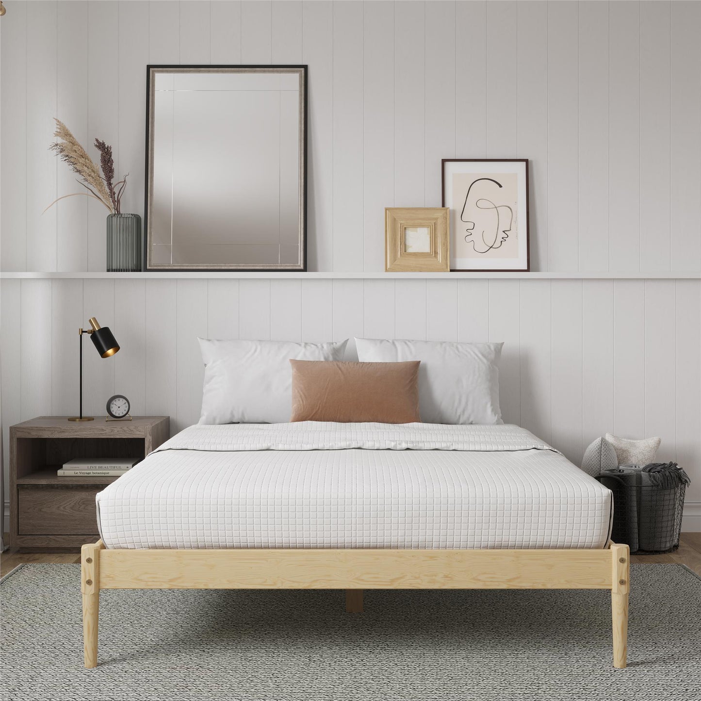 DHP Lorriana Wood Platform Bed, Queen Size, Natural - Natural - Queen