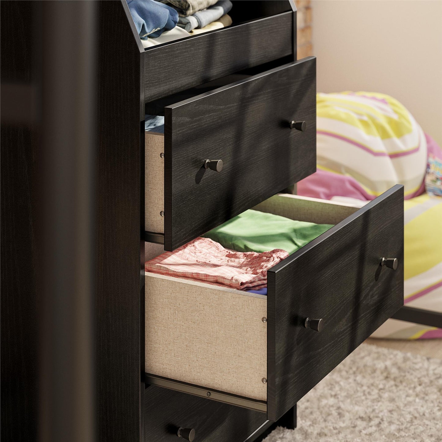 The Loft 3 Drawer Dresser - Black Oak