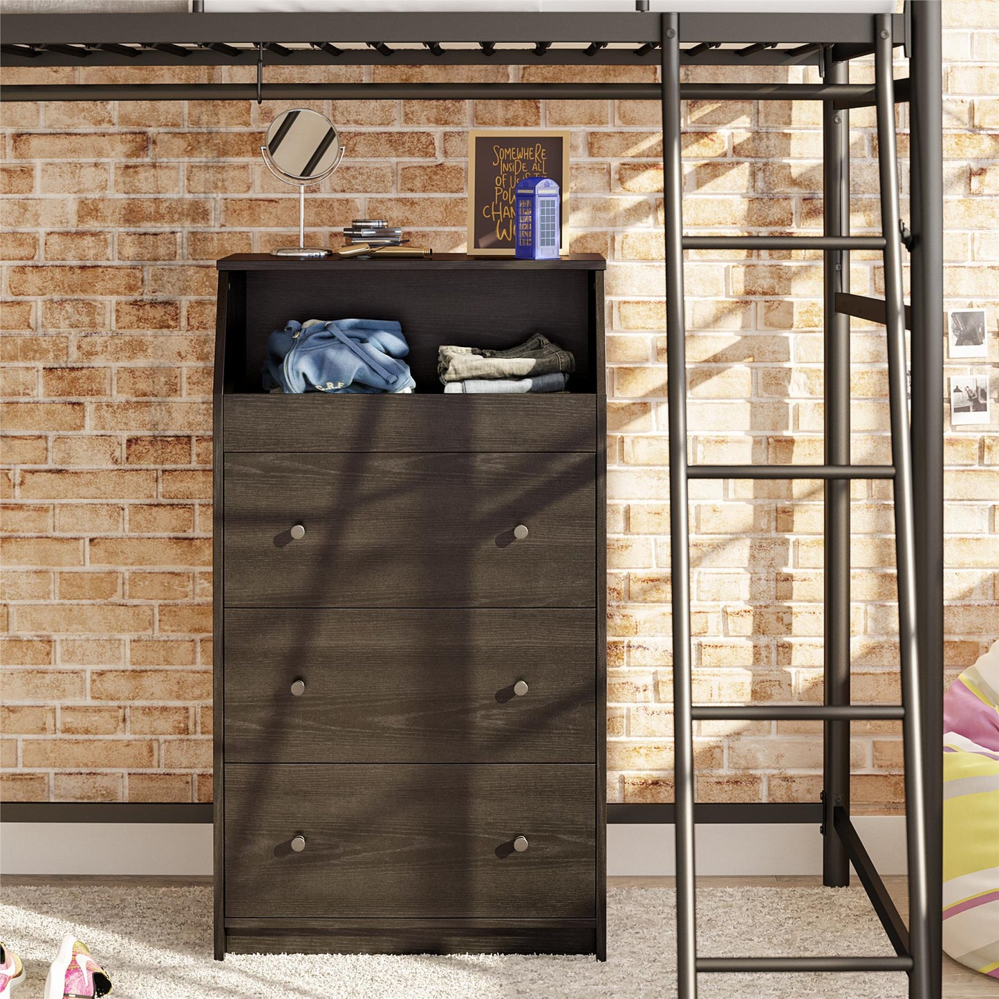 The Loft 3 Drawer Dresser - Black Oak