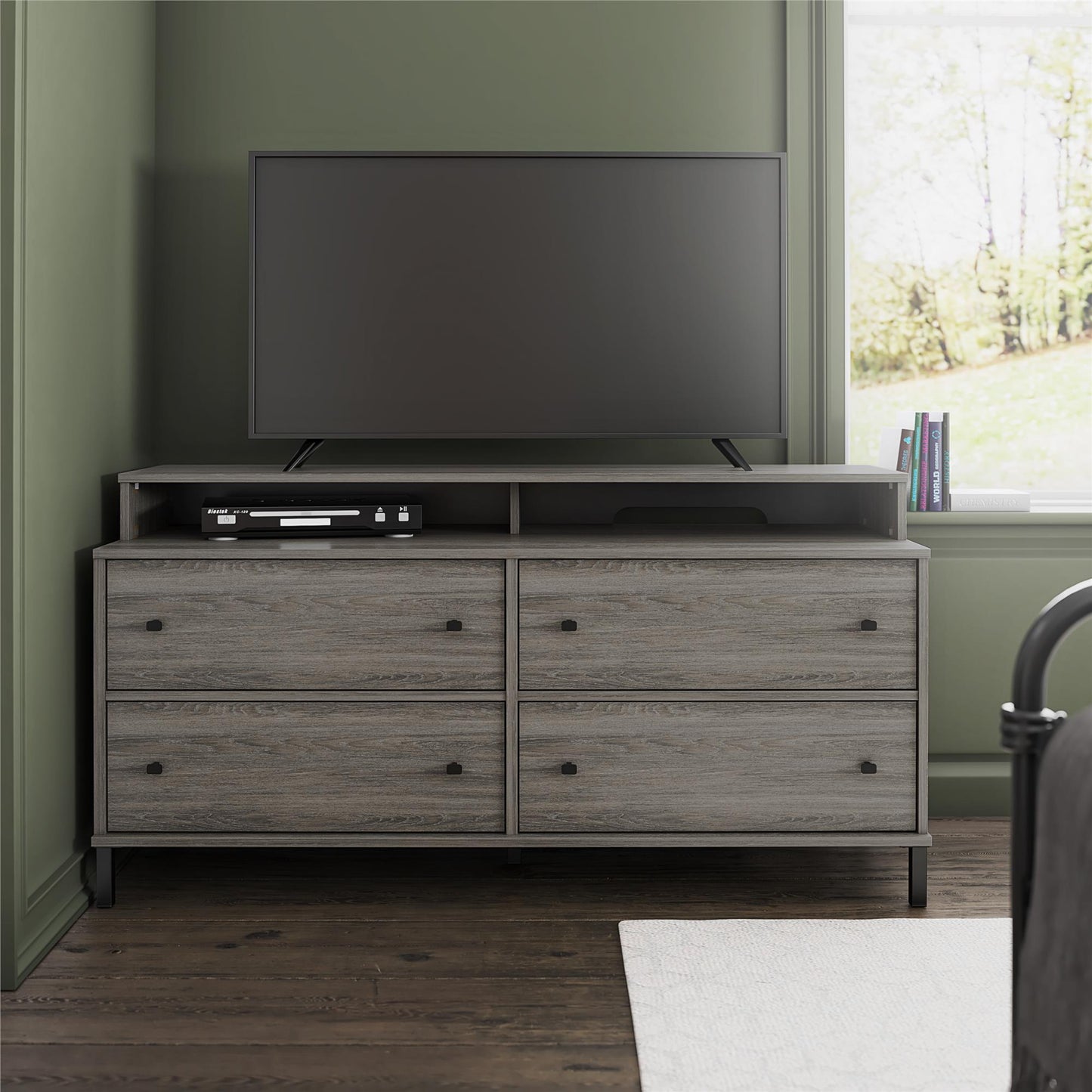 Kalissa Media Dresser for TVs up to 50", Gray Oak with Black - Gray Oak