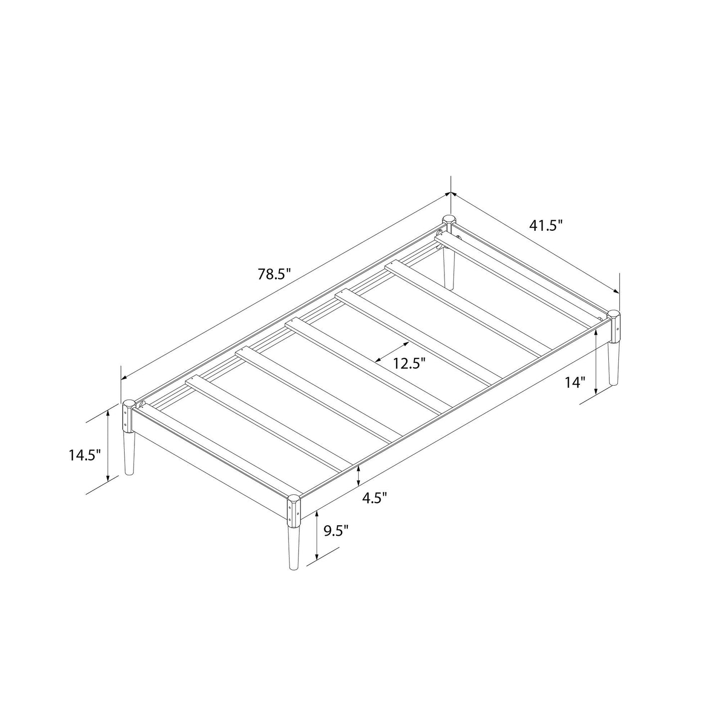 DHP Lorriana Wood Platform Bed, Twin Size, Natural - Natural - Twin