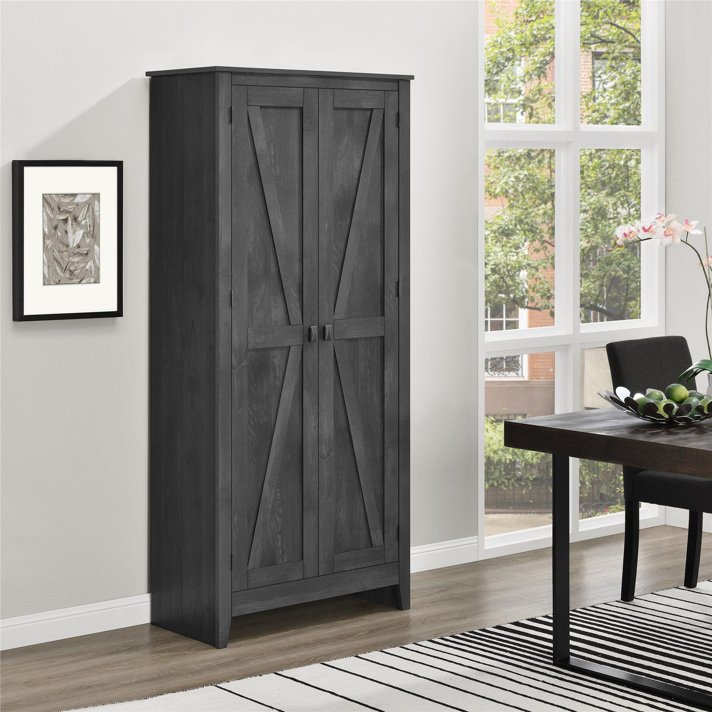 Farmington Rustic Farmhouse 31.5 Inch Wide Storage Cabinet - Rustic Gray