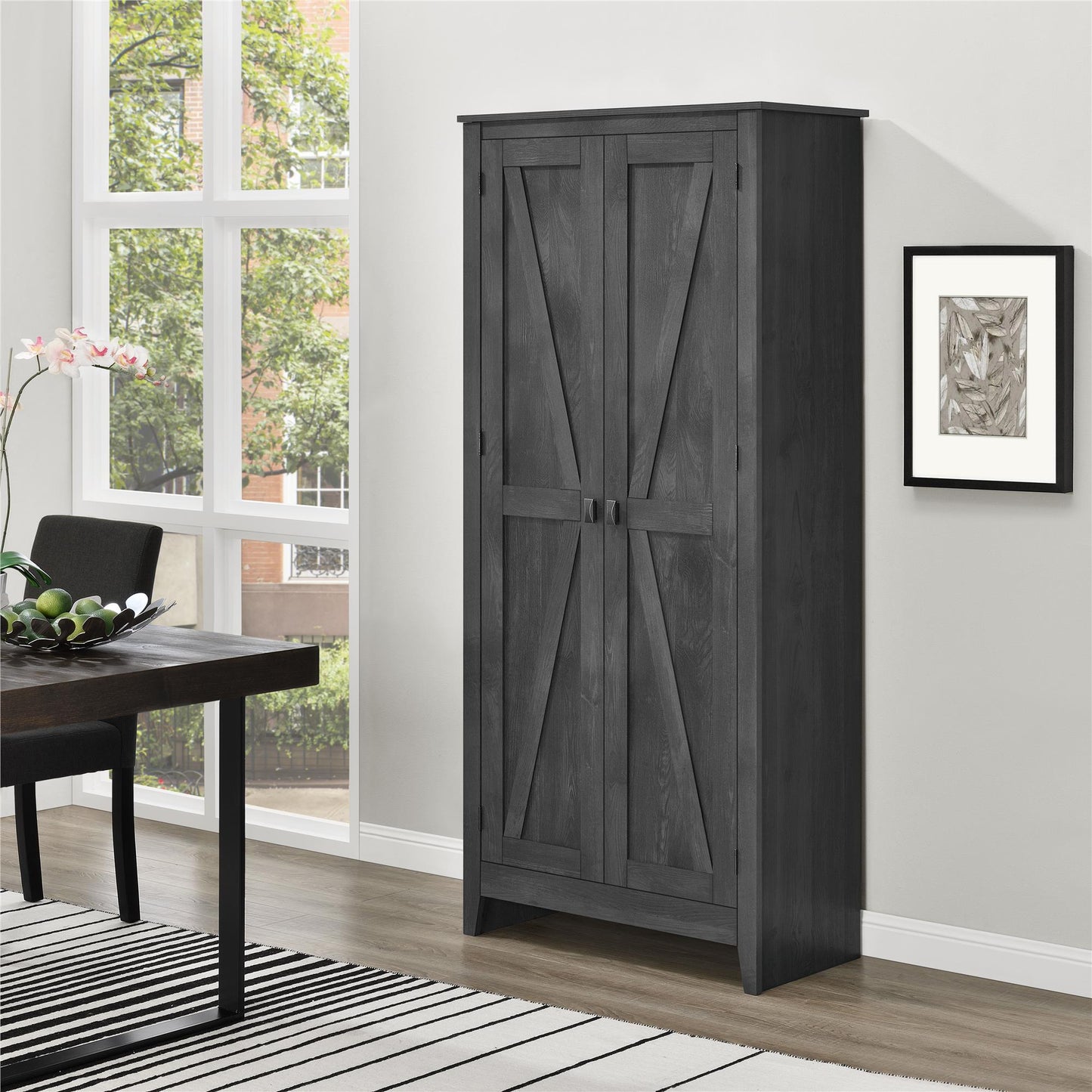 Farmington Rustic Farmhouse 31.5 Inch Wide Storage Cabinet - Rustic Gray