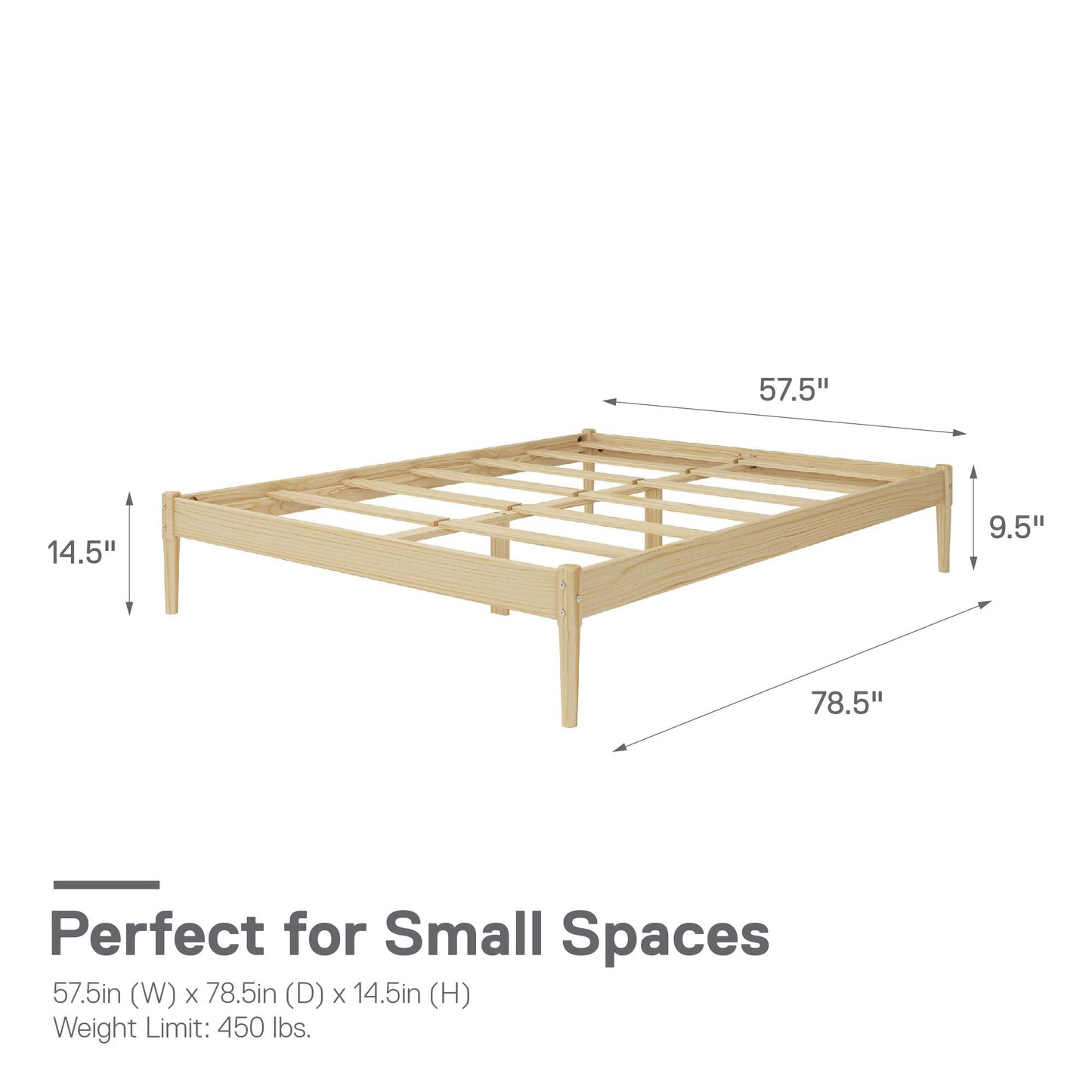 DHP Lorriana Wood Platform Bed, Full Size, Natural - Natural - Full