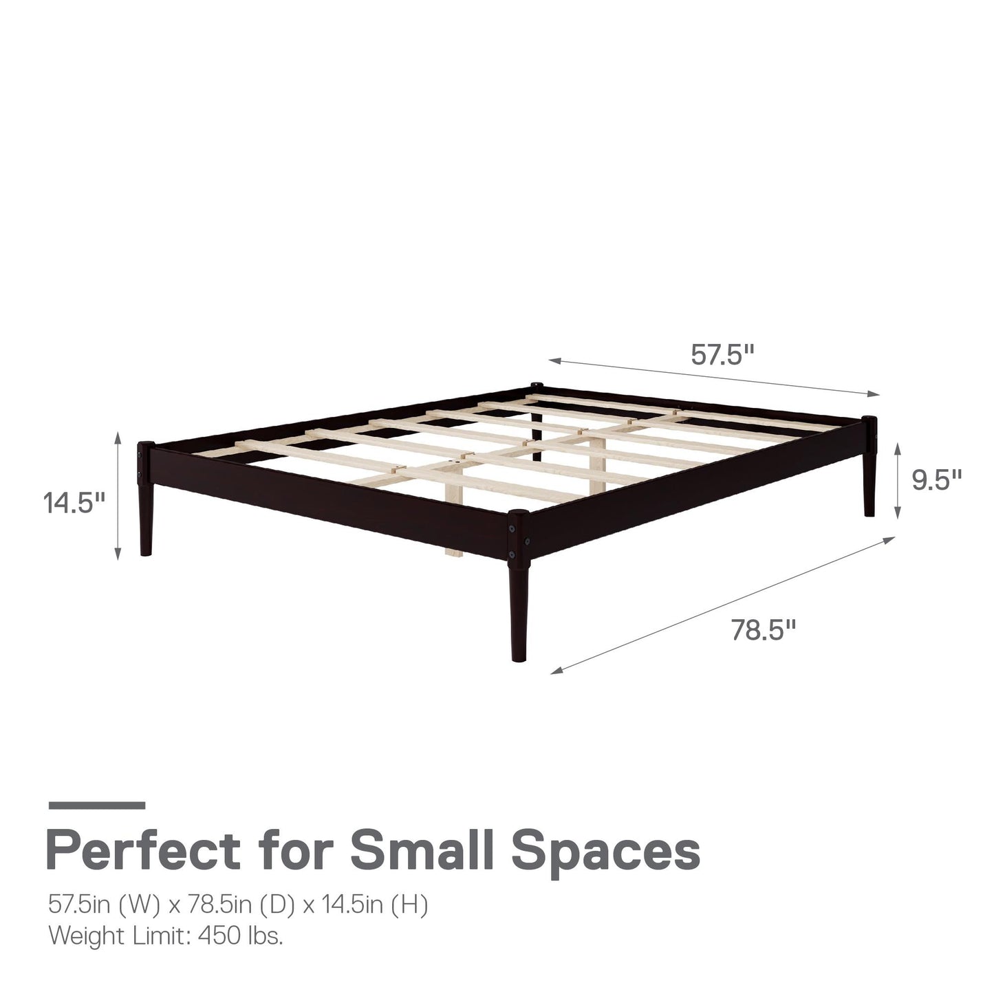 DHP Lorriana Wood Platform Bed, Full Size, Espresso - Espresso - Full