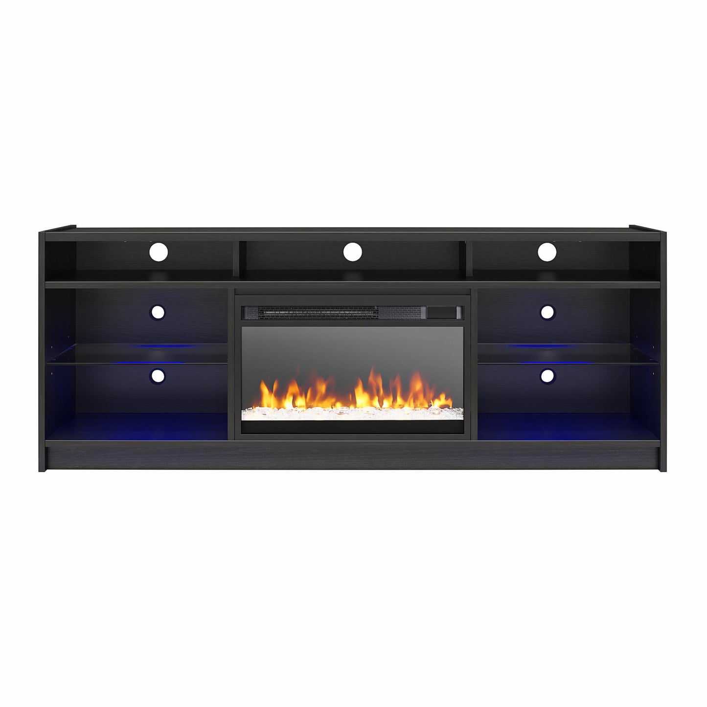 Luna 65 In Fireplace TV Stand - Black Oak