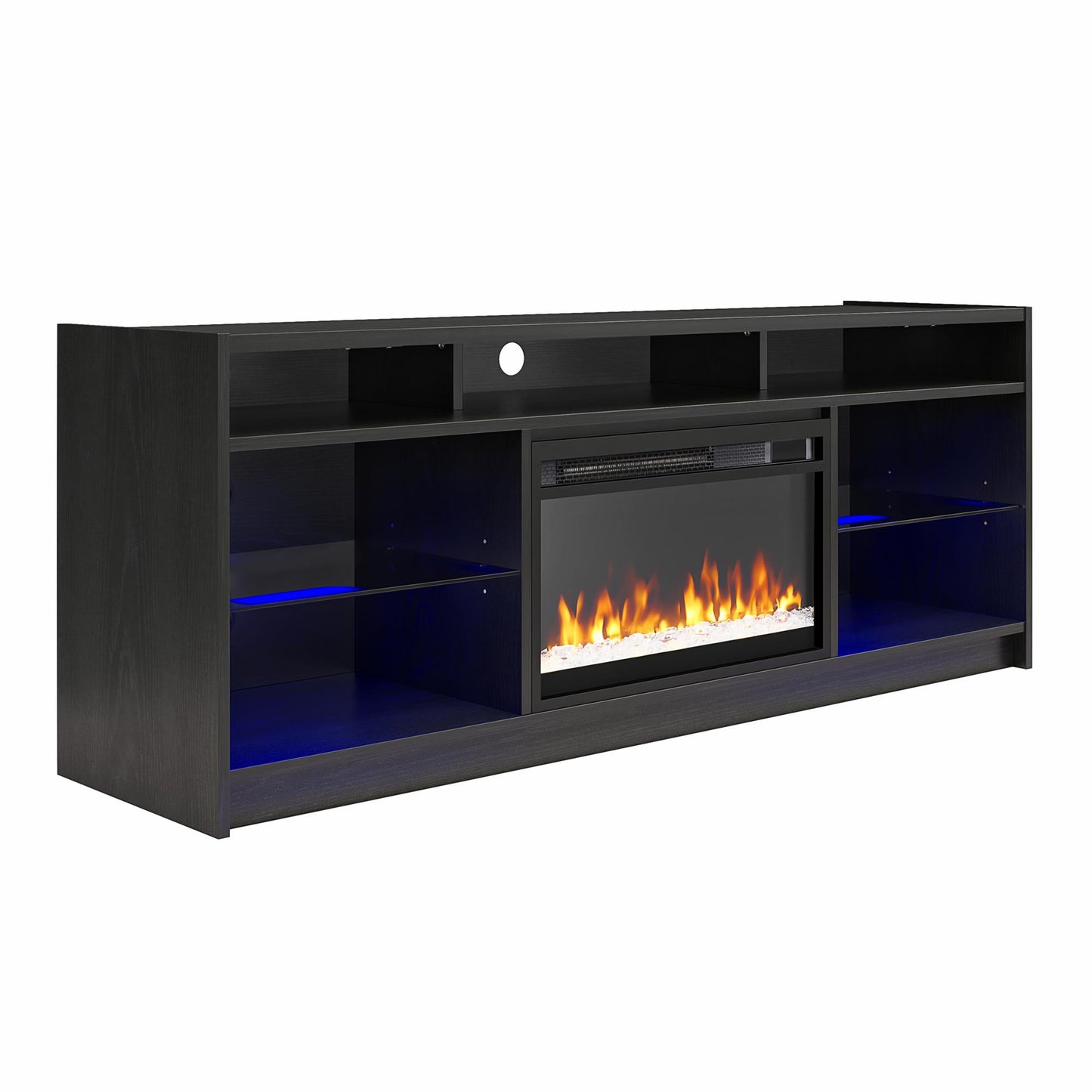 Luna 65 In Fireplace TV Stand - Black Oak