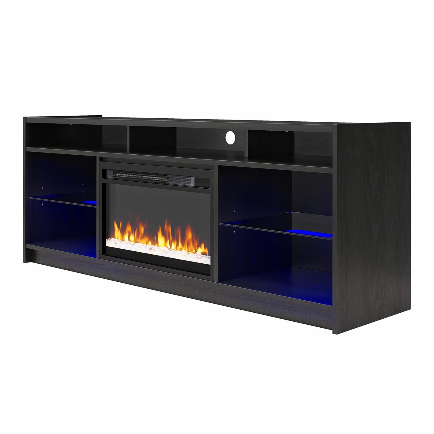 Luna 65 In Fireplace TV Stand - Black Oak