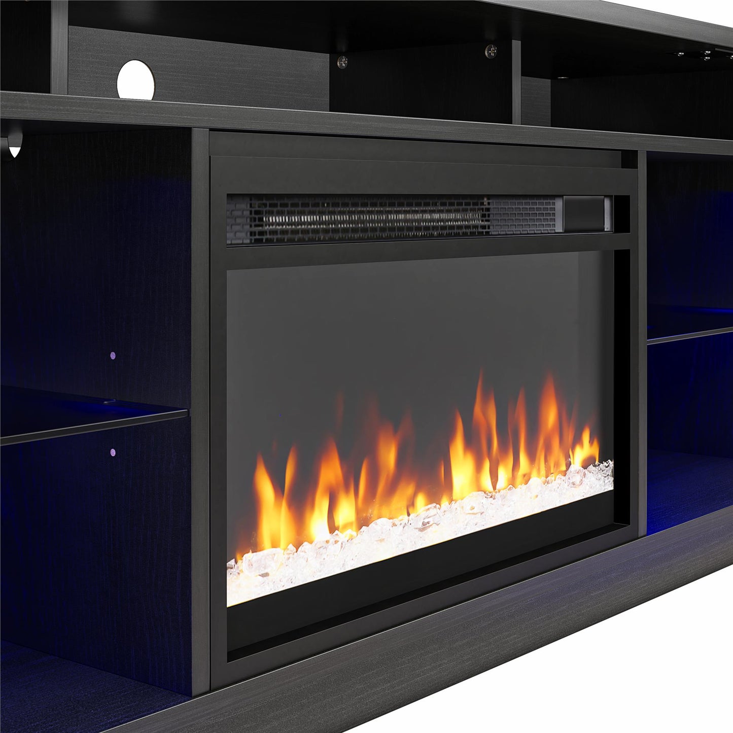 Luna 65 In Fireplace TV Stand - Black Oak